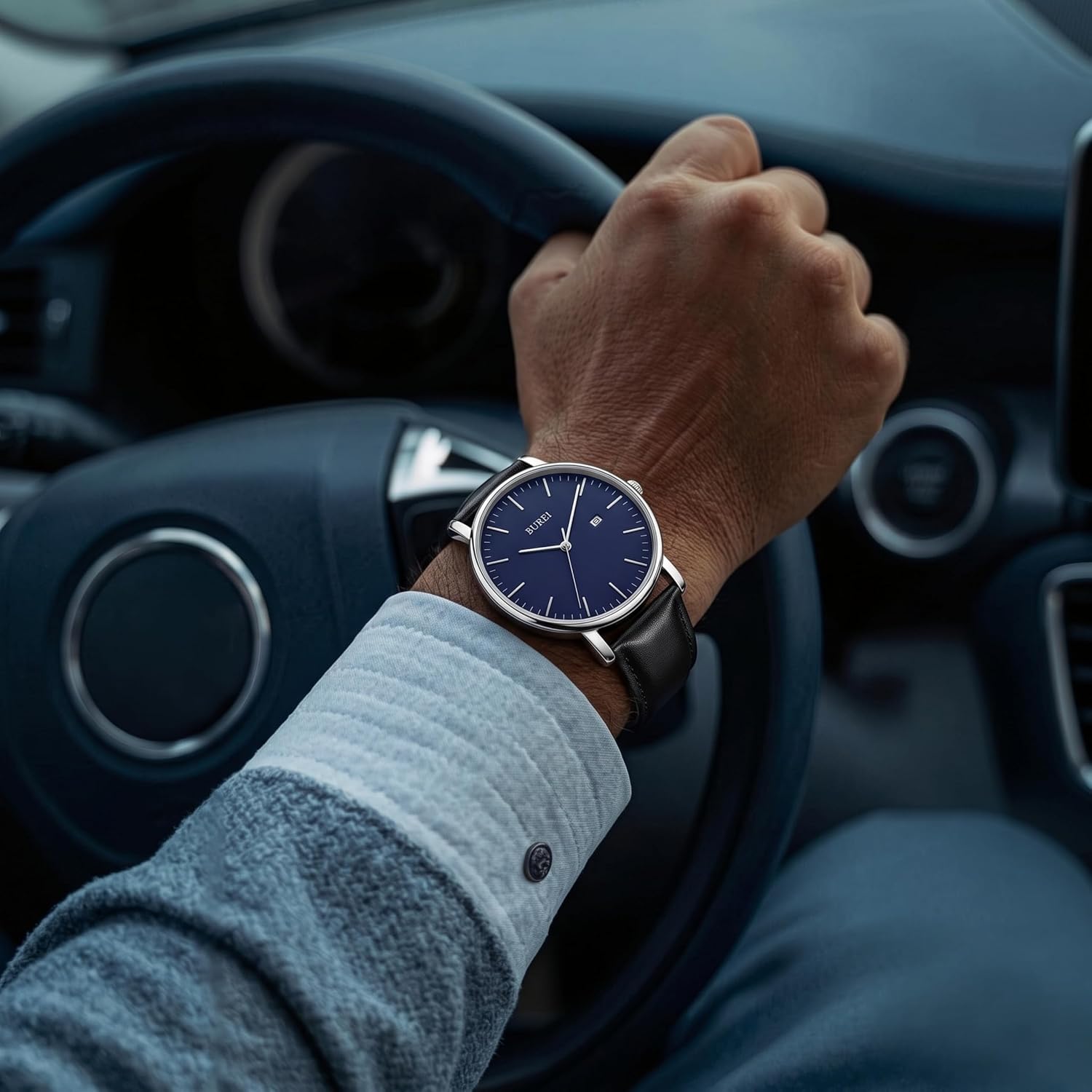BUREI Men Wrist Watches Fashion Minimalist Thin Analog Quartz Waterproof Watches for Men, Refined Gifts for Men, Boyfriend, Husband, Dad
