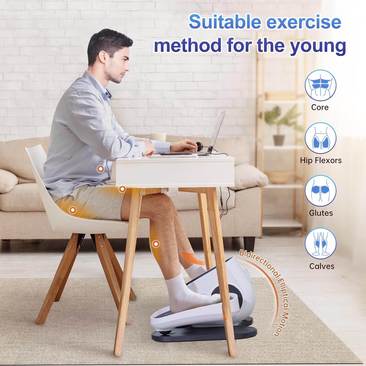 Under Desk Elliptical, Quiet Motorized Leg Exerciser with Remote Control | Quiet pedal exerciser for seniors, home and office use