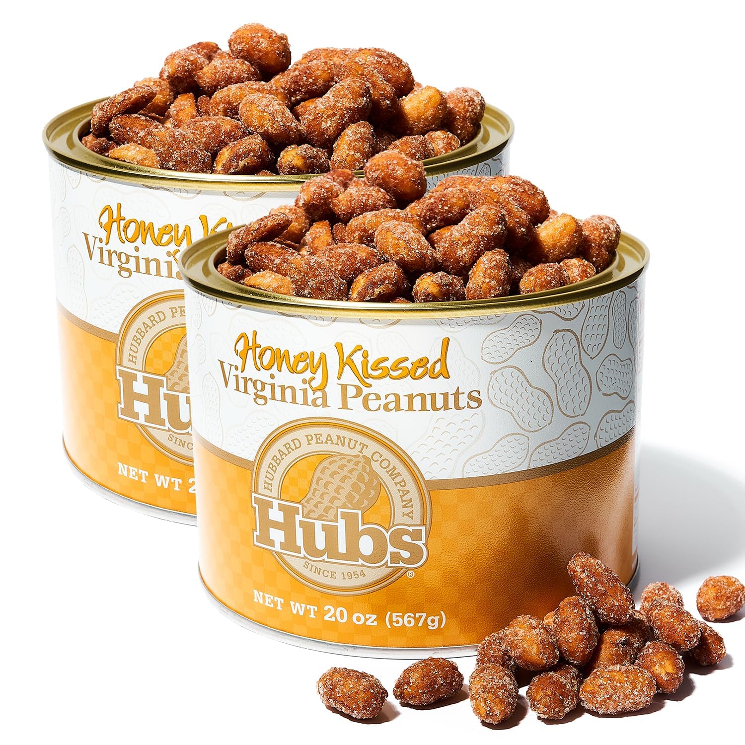 Hubs Peanuts Premium Salted Virginia Nuts, Non-GMO, Gluten Free Healthy Snacks - Irresistible Crunch & Flavored Peanuts - Made from Premium Ingredients - Vacuum-Sealed Tin - 2 Packs of 40 oz Cans