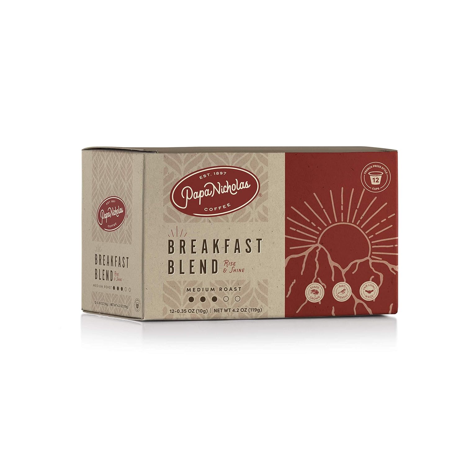 Papanicholas Coffee Single Serve Coffee Cups, Fits Keurig K Cup Brewers, Coffee Pods Hawaiian Islands Blend,12 Ounce
