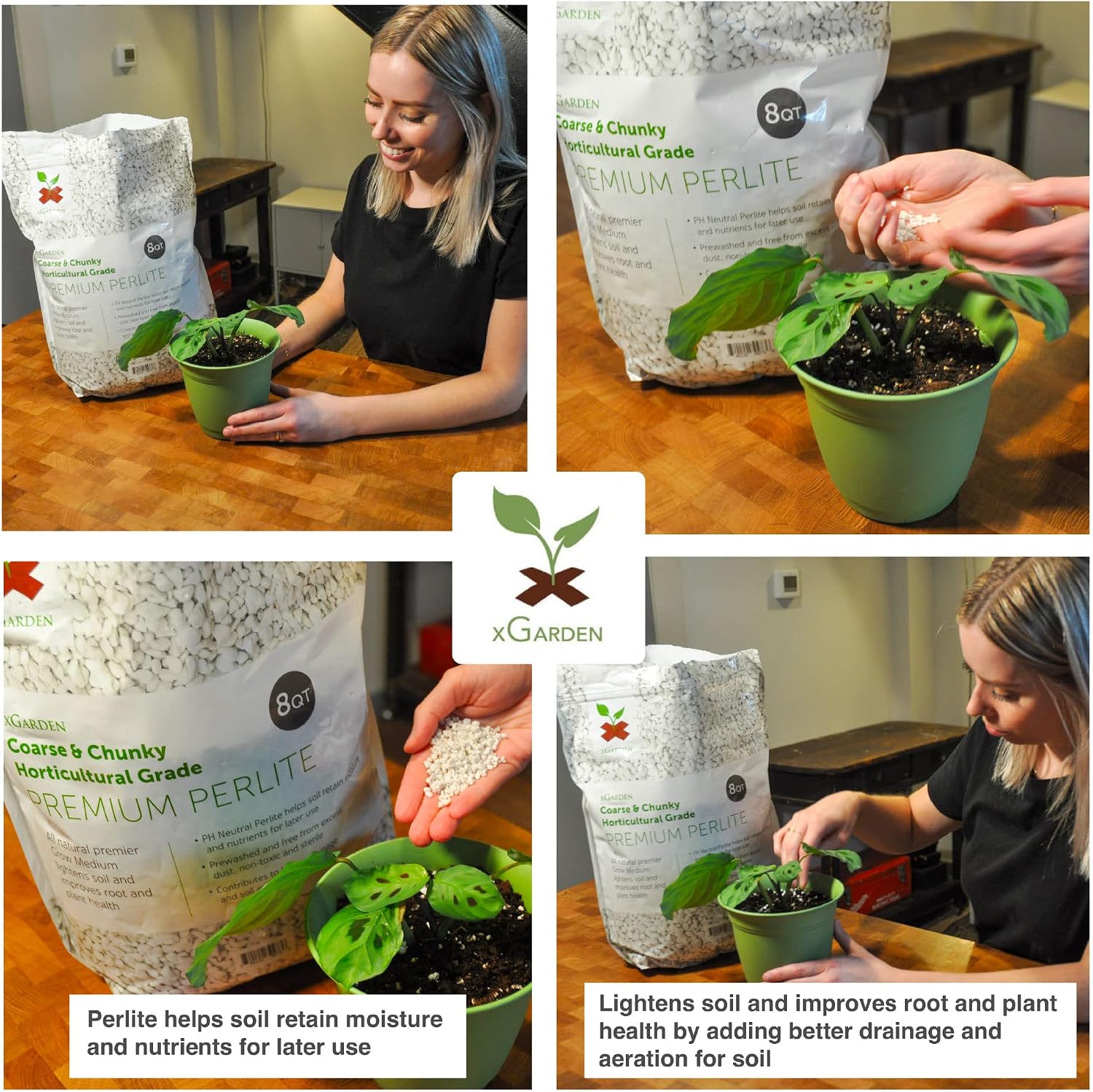 xGarden Horticultural Grade Perlite for Plants Indoor & Outdoor, Coarse & Chunky for House Plants, Gardening & Potting Mix, Organic Soil Amendment