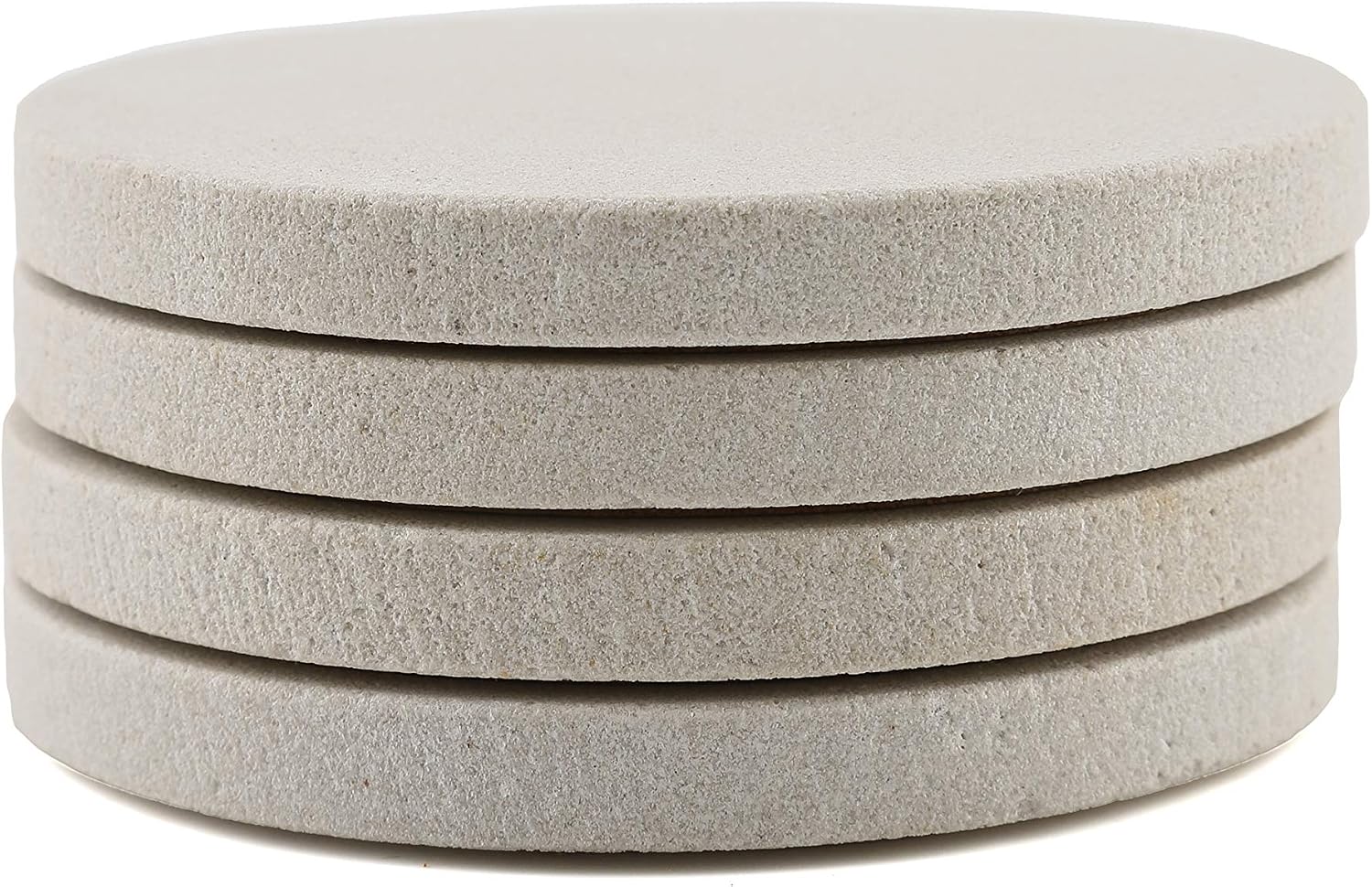 Thirstystone Round Natural Sandstone Coaster 4 Pack | 4" Diameter, Protective Cork Backing, Absorbent