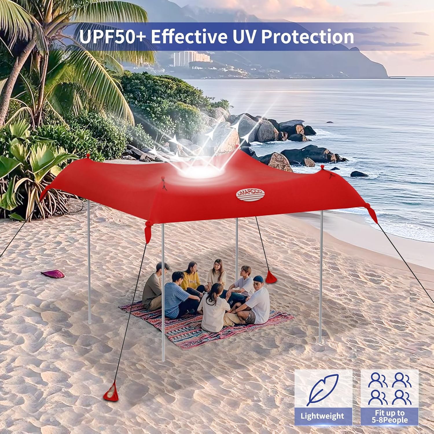 UMARDOO Family Beach Tent Canopy Sun Shade Portable 10×10FT