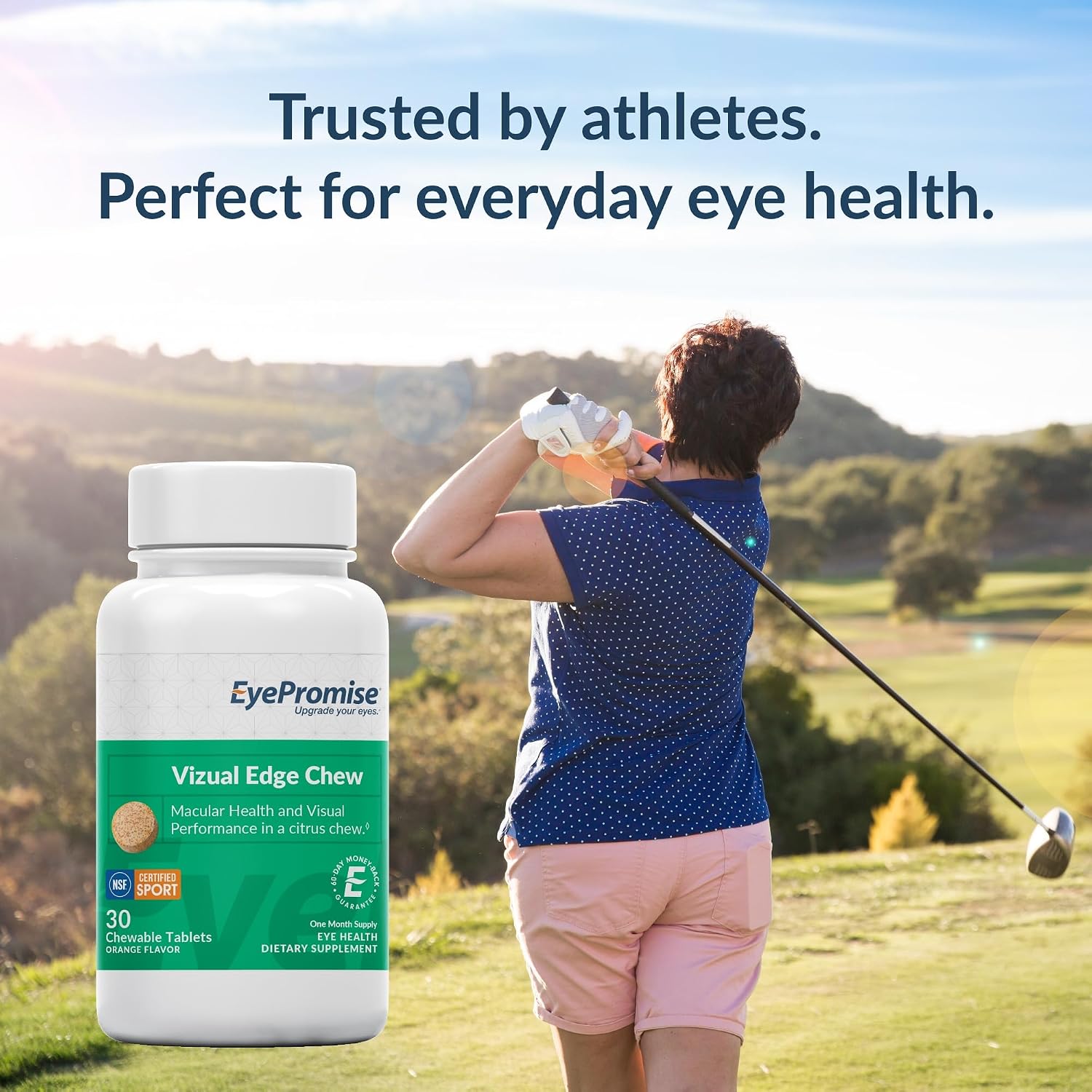 EyePromise Vizual Edge Eye Supplements, 30 Chewable Tablets, Citrus Flavor | Eye Vitamins for Macular Support & Enhanced Visual Performance with Zinc, Lutein and Zeaxanthin (Packaging May Vary)