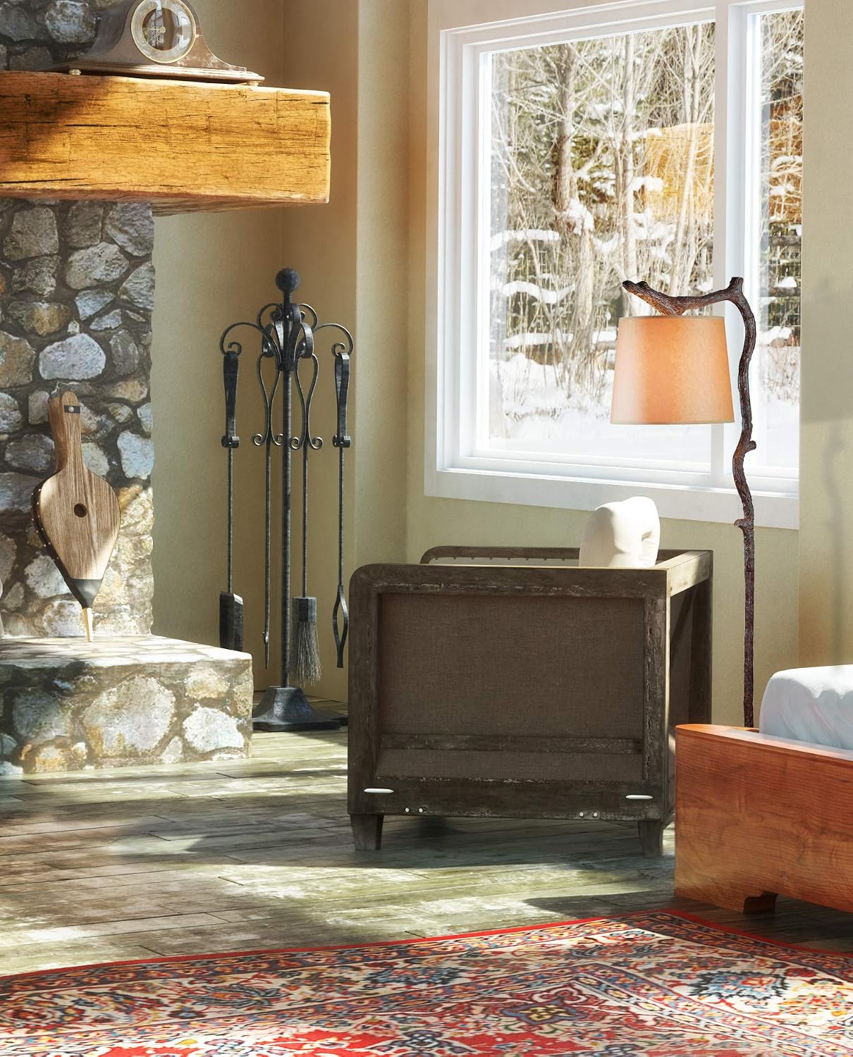 Kenroy Home Overhang Floor Lamp with Bronze Finish, Rustic Style, 61" Height, 17.75" Width, 12" Depth