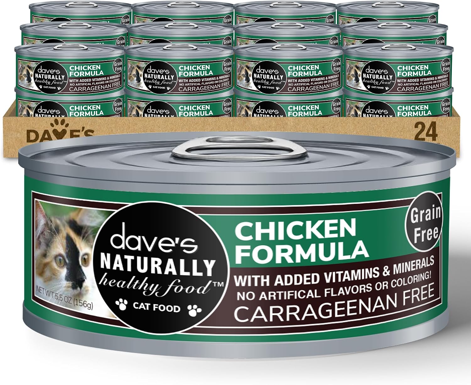 Dave's Pet Food Grain Free Wet Canned Cat Food Pate, Chicken, 12.5 oz, 12pk | Made in USA, Naturally Healthy, Easy to Digest Wheat & Gluten-Free, Use as Topper or Meal, Carrageenan-Free