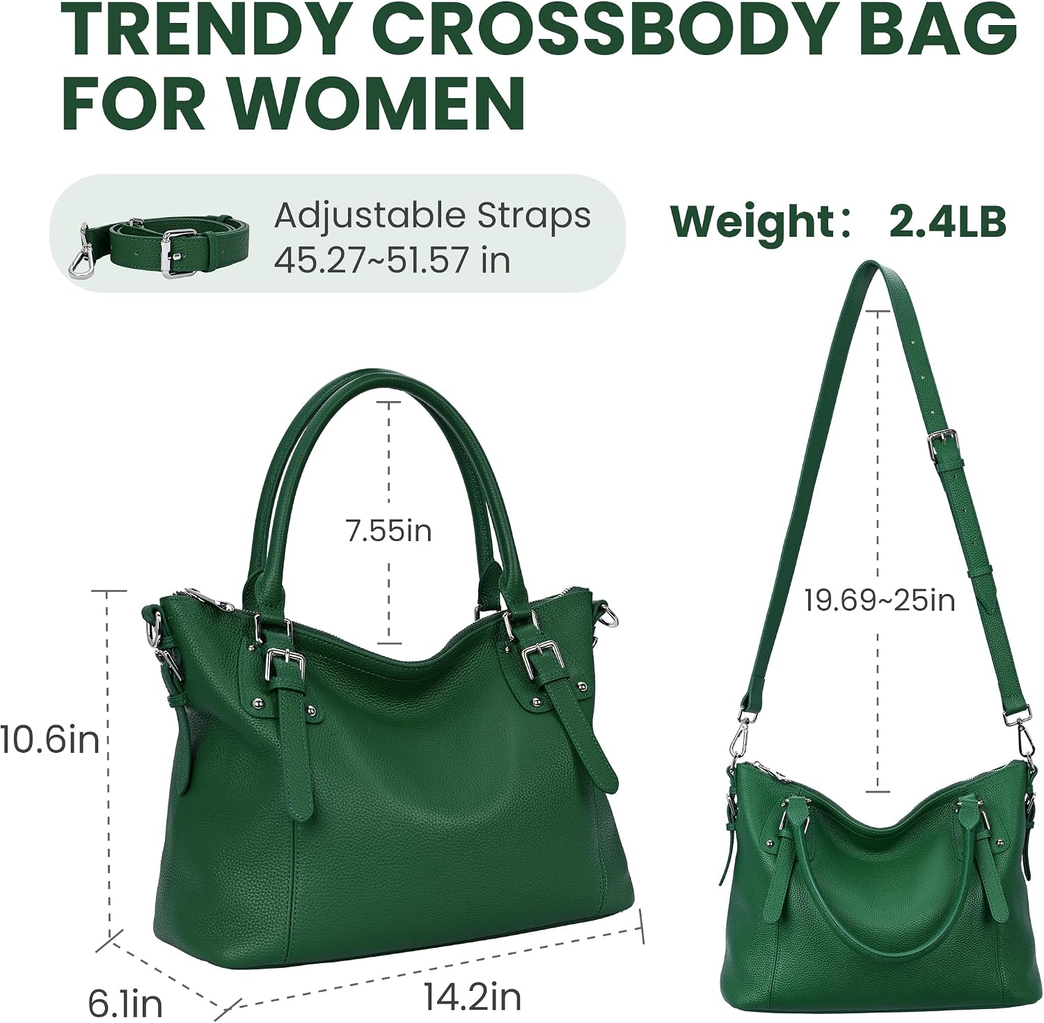HESHE Leather Purses and Handbag for Women Shoulder Bag Tote Top Handle Bag | Genuine Designer Large Capcity Hobo Crossbody Satchel Travel Work Ladies Zippered Ladies Daily Bag Adjustable Long Strap
