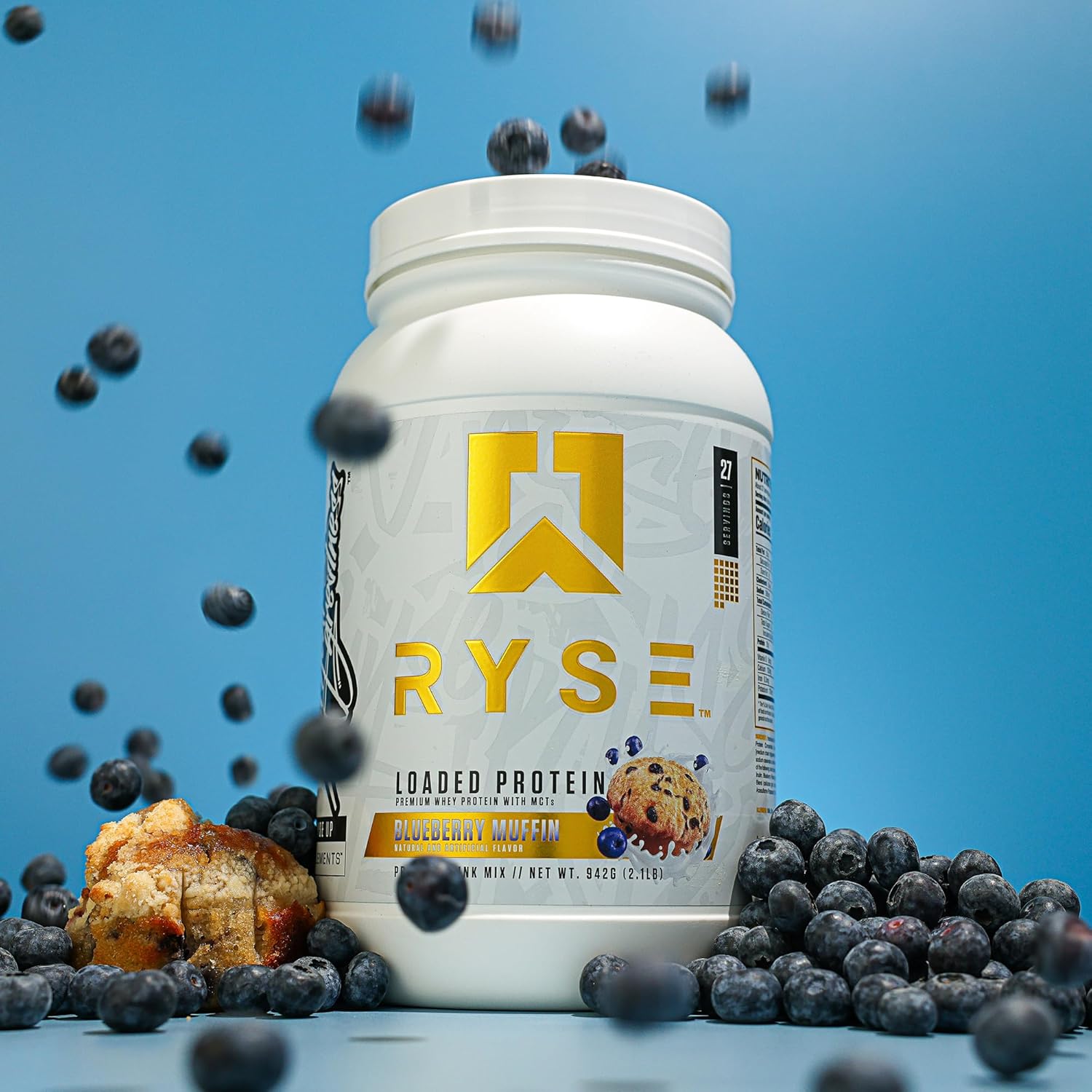 RYSE Loaded Protein Powder - Peanut Butter Cup - 25g Whey Protein Isolate & Concentrate with Prebiotic Fiber & MCTs - Low Carb, Low Sugar