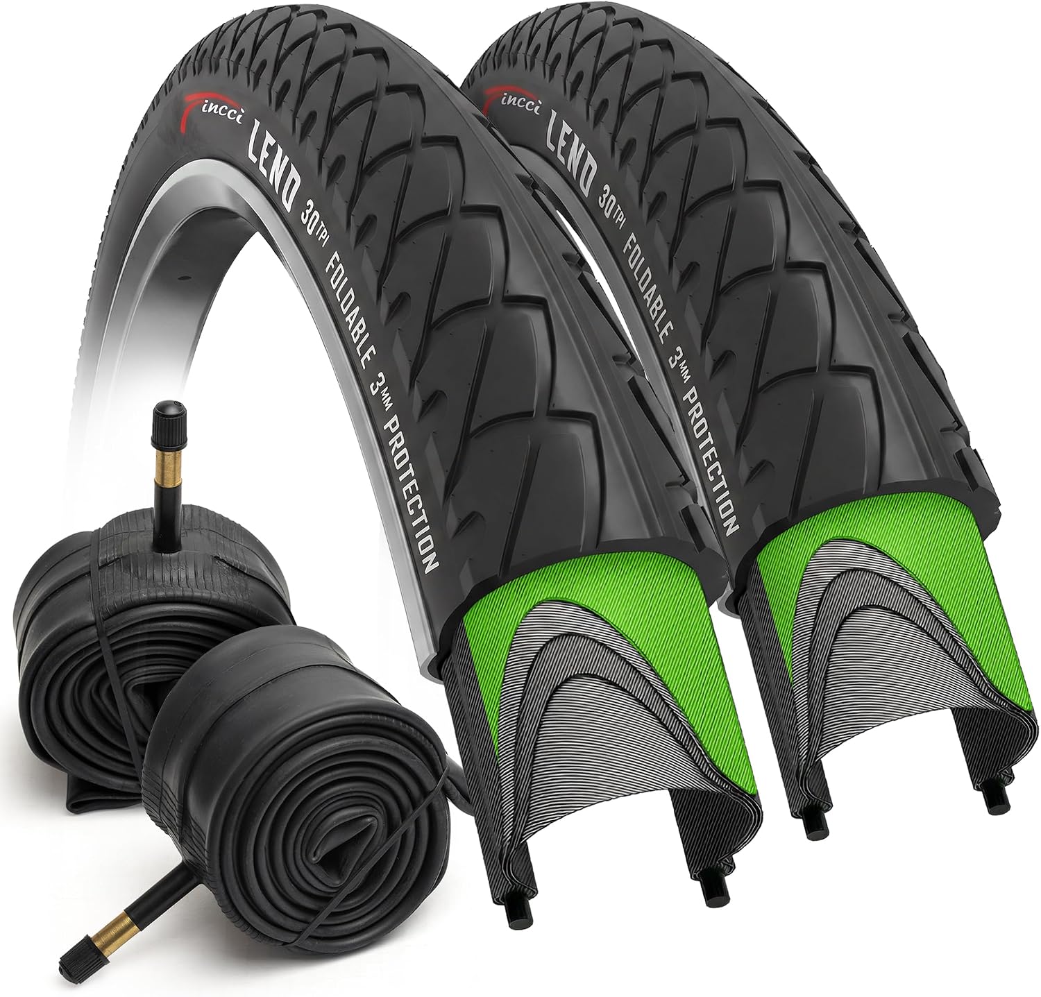 Set 26x2.125 City Bicycle Tire & Tubes Schrader/Presta - Foldable 54-559