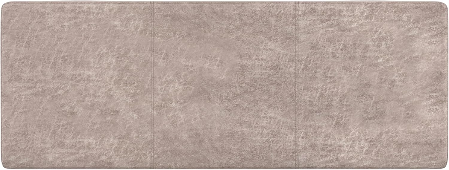 SIMPLIHOME Avalon 48" Wide Vegan Leather Storage Ottoman in Brown