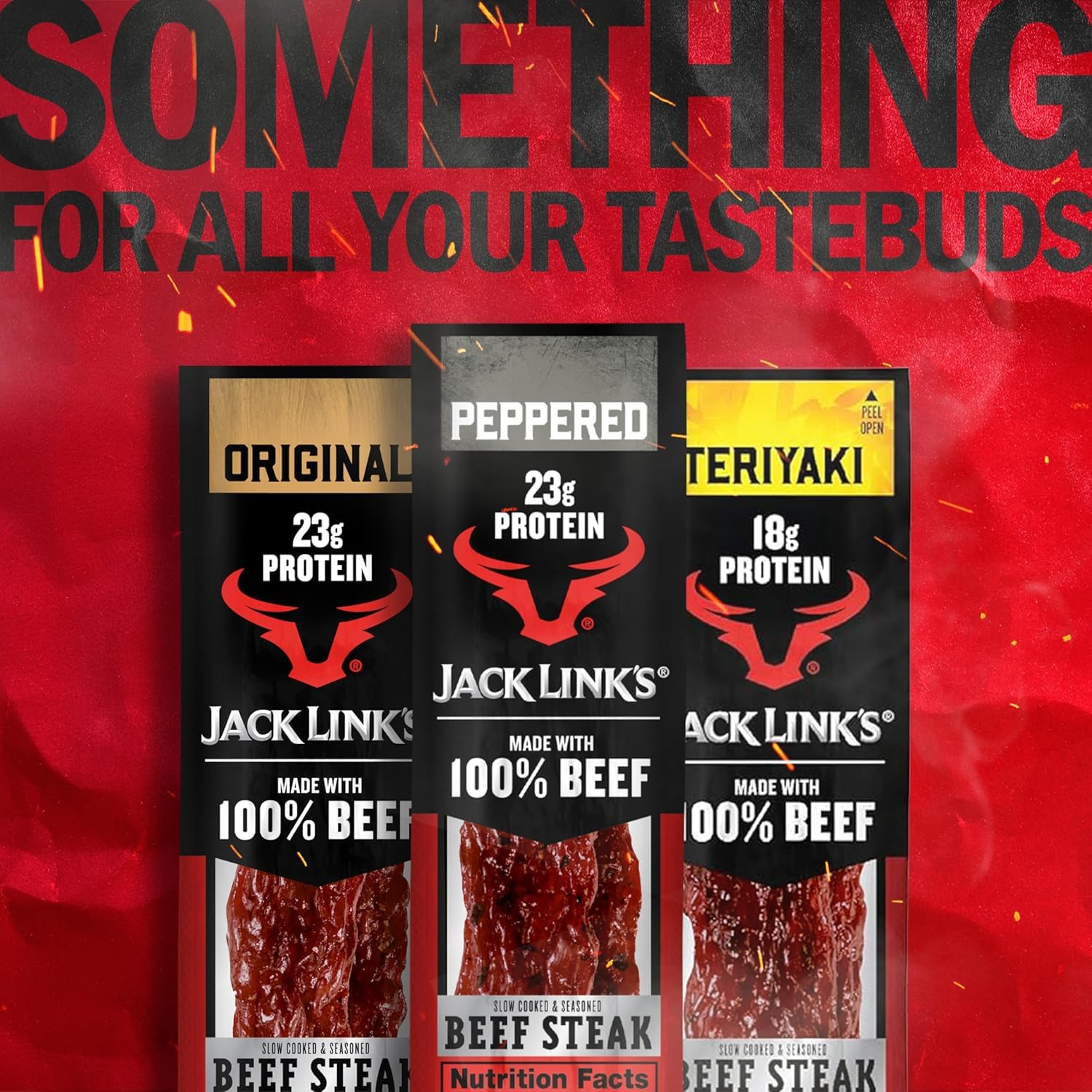 Jack Link's Beef Steak, Original - Protein Snacks, Jerky Meat Snack with 23g of Protein, Made with 100% Beef, Individually Wrapped Bulk Snack Pack, Keto Friendly - 2 Oz. (12 Count)