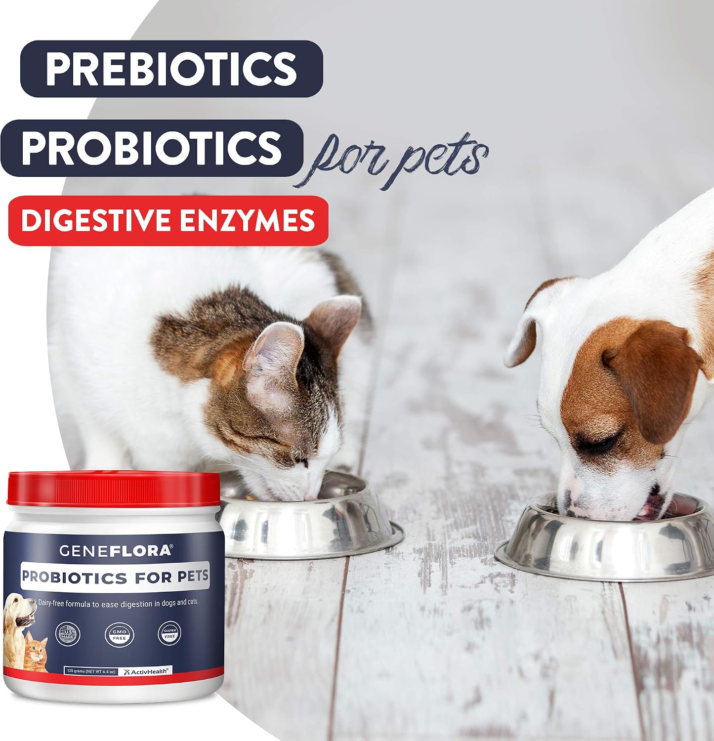 Geneflora Digestive Enzymes Prebiotics & Pet Probiotics 125 Grams, 2 Pack | Dog Probiotics for Digestive Support