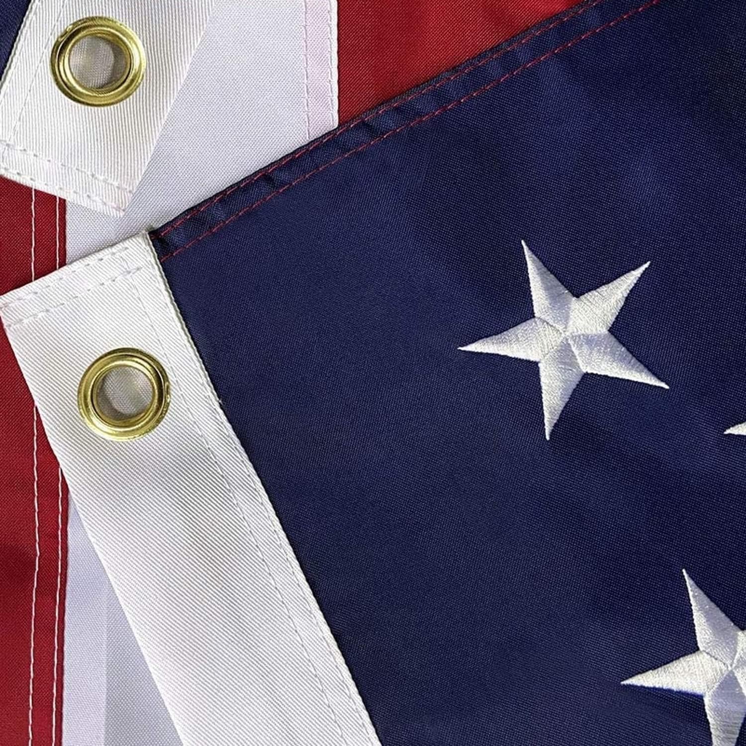 Grace Alley American Flag: 5x8 FT US Flag - 100% Made In USA - Embroidered Stars and Sewn Stripes and Brass Grommets