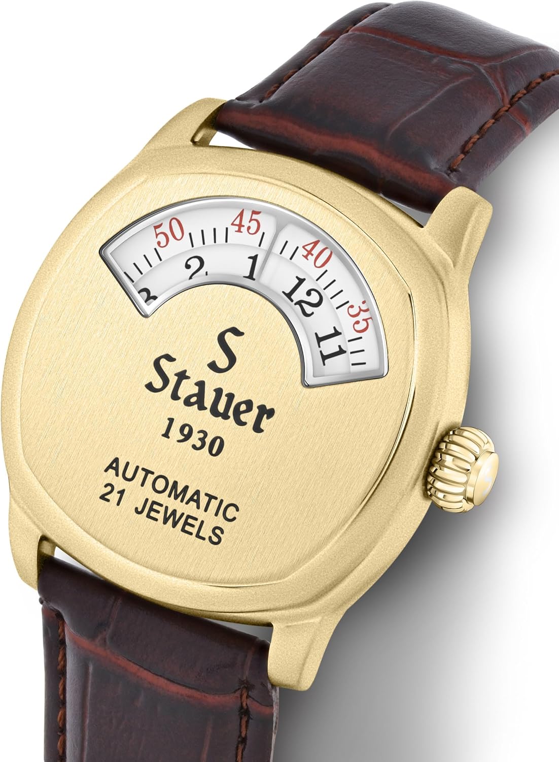 Stauer 1930 Dashtronic Watch Cotswold Genuine Men's Automatic Watch with Leather Band and Stainless Steel Case 21-Jewel Movement and 3-ATM Water Resistant