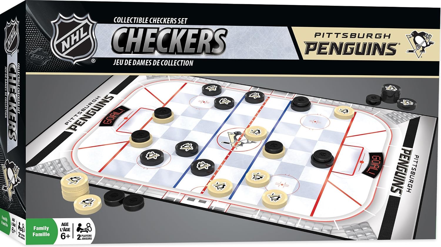 MasterPieces Officially licensed NHL League-NHL Checkers Board Game for Families and Kids ages 6 and Up