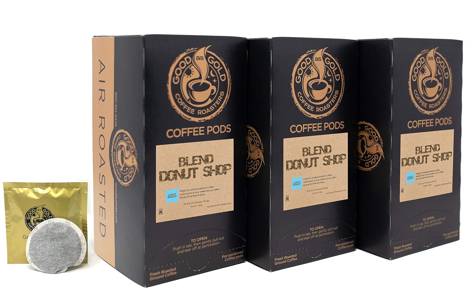 DONUT SHOP COFFEE POD - Good As Gold Coffee - (3 Pack Special = 54 Coffee Pods)