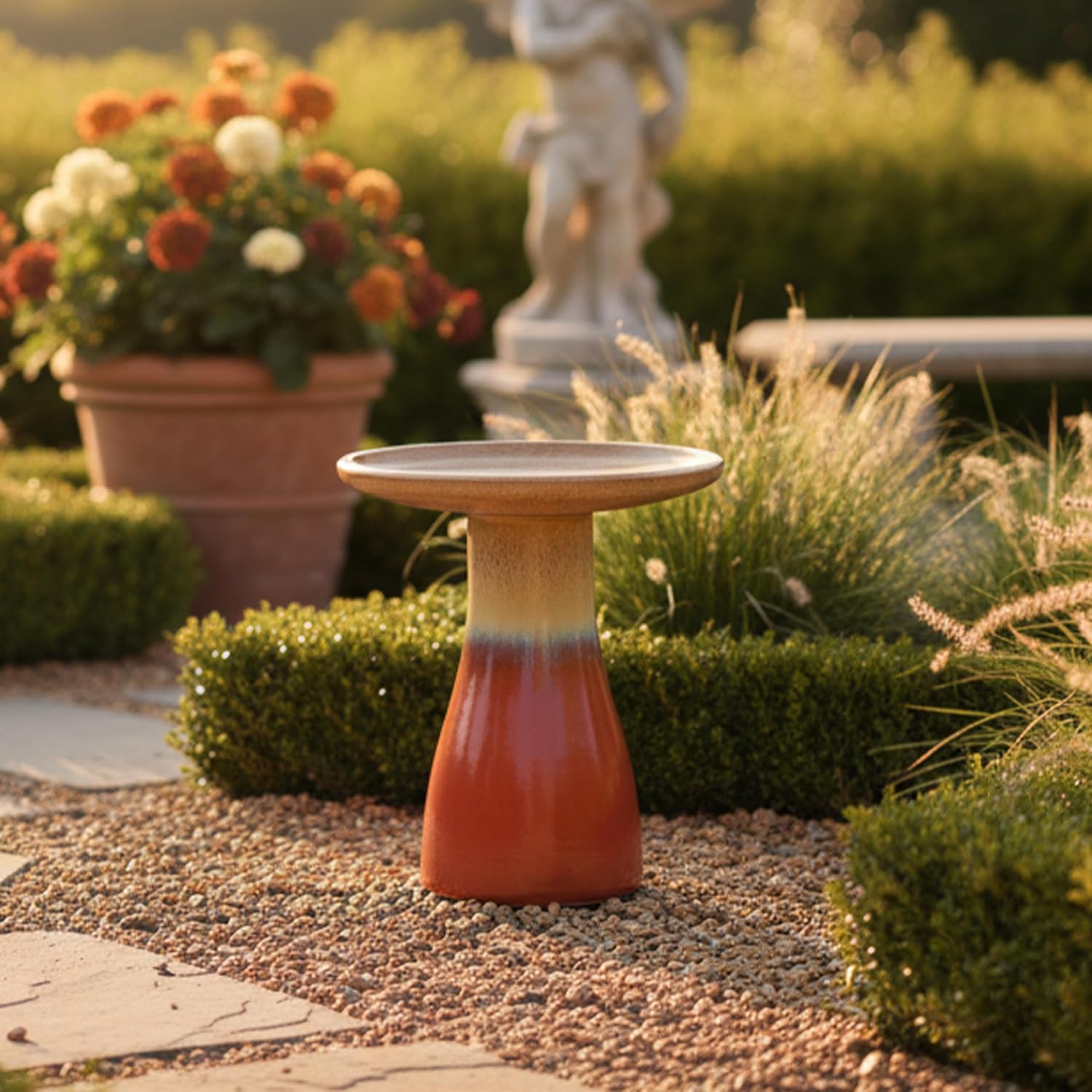 Sunnydaze Ceramic Bird Bath, Weather-Resistant Finish, 21” H, Galaxy Blue