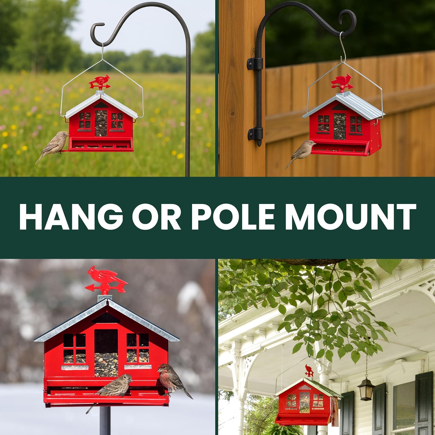 Perky-Pet Squirrel-Be-Gone II Country Style Bird Feeder, 8 lb Seed Capacity | Weight-Activated, Squirrel Proof, Metal Construction, Rust Resistant
