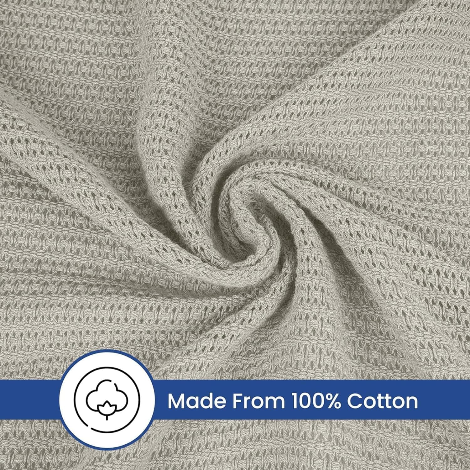 Linteum 100% Cotton Open-Cell Leno Weave Blanket — Breathable All Season — Queen 90x90 — Ice Grey