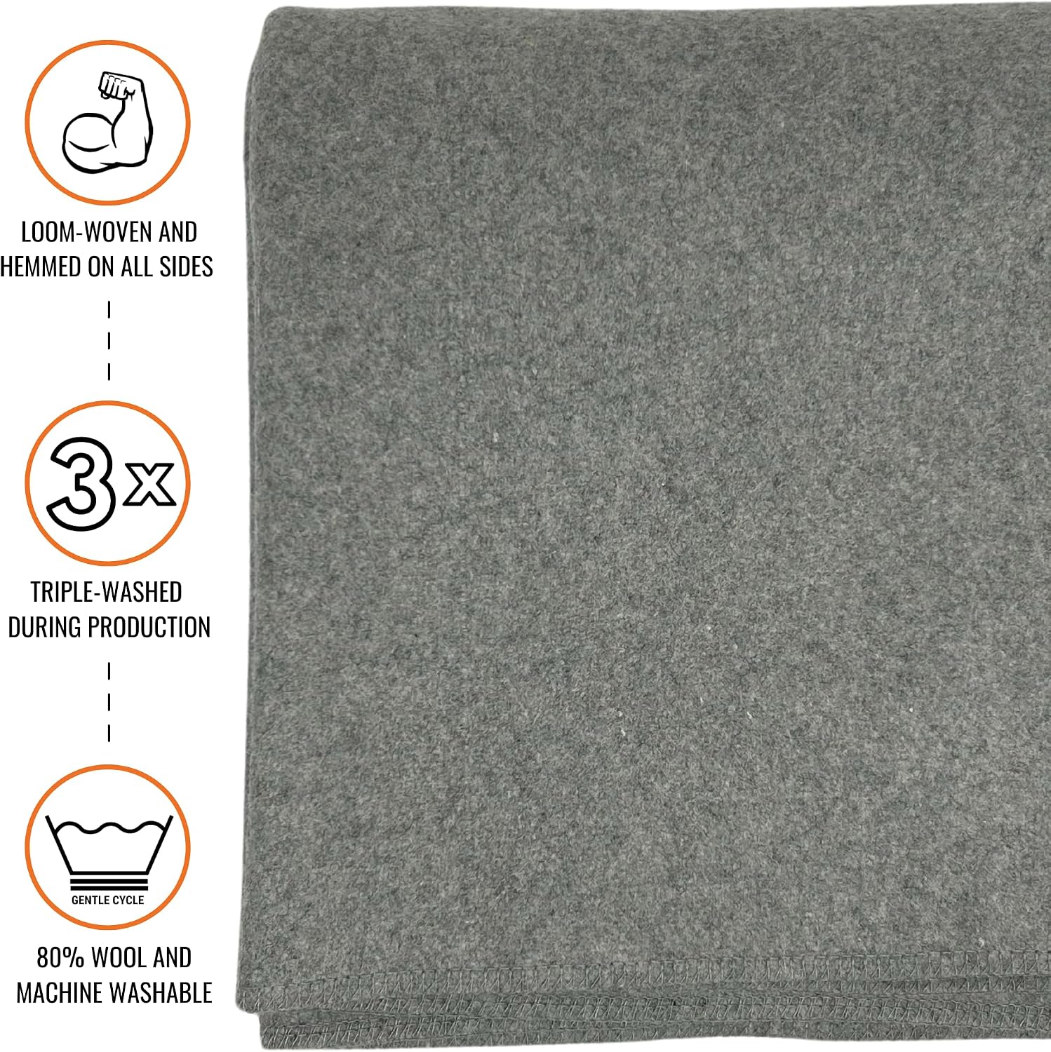Arcturus Military Wool Blanket - Warm, Thick, Washable - Great for Outdoors, Camping, Stadium Blanket, Picnics, Travel - Car & Bushcraft Survival Kits