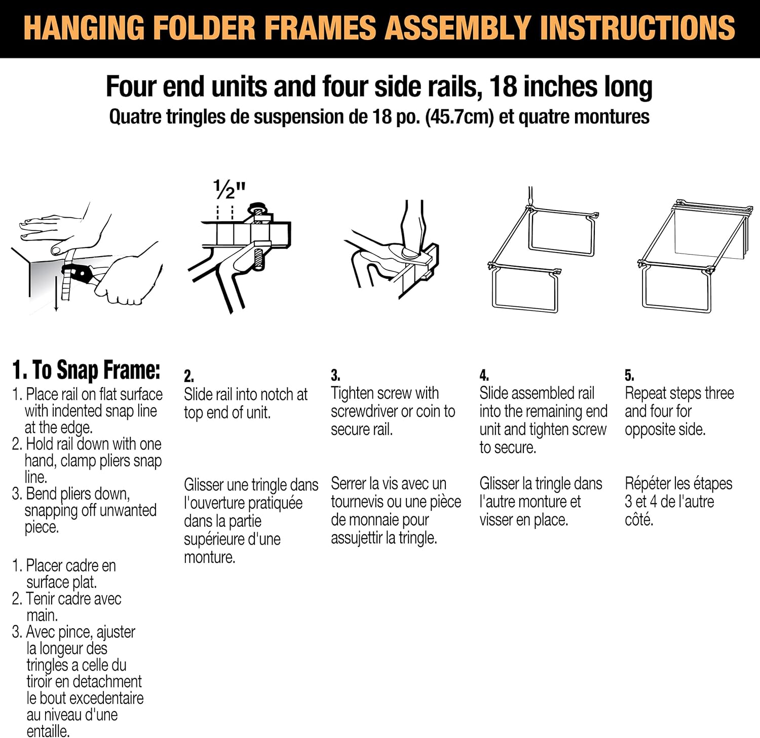 Officemate Hanging File Frame, Letter Size (Fits 24″–27″), Adjustable Heavy-Duty Steel File Drawer Organizer for Desks, Cabinets & Shelves (91964)