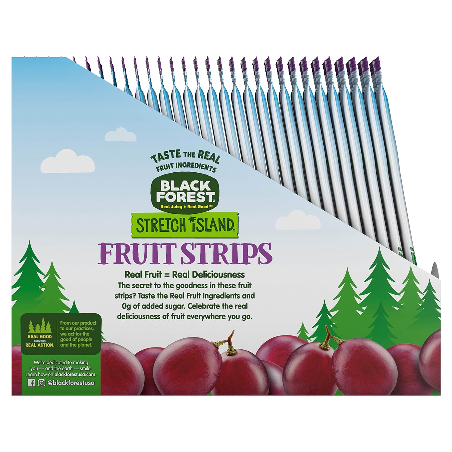 Black Forest, Stretch Island, Fruit Strips, Cherry, Apple, Raspberry, Grape, Strawberry, and Apricot, Zero Grams Added Sugar Non-GMO, 48 ct