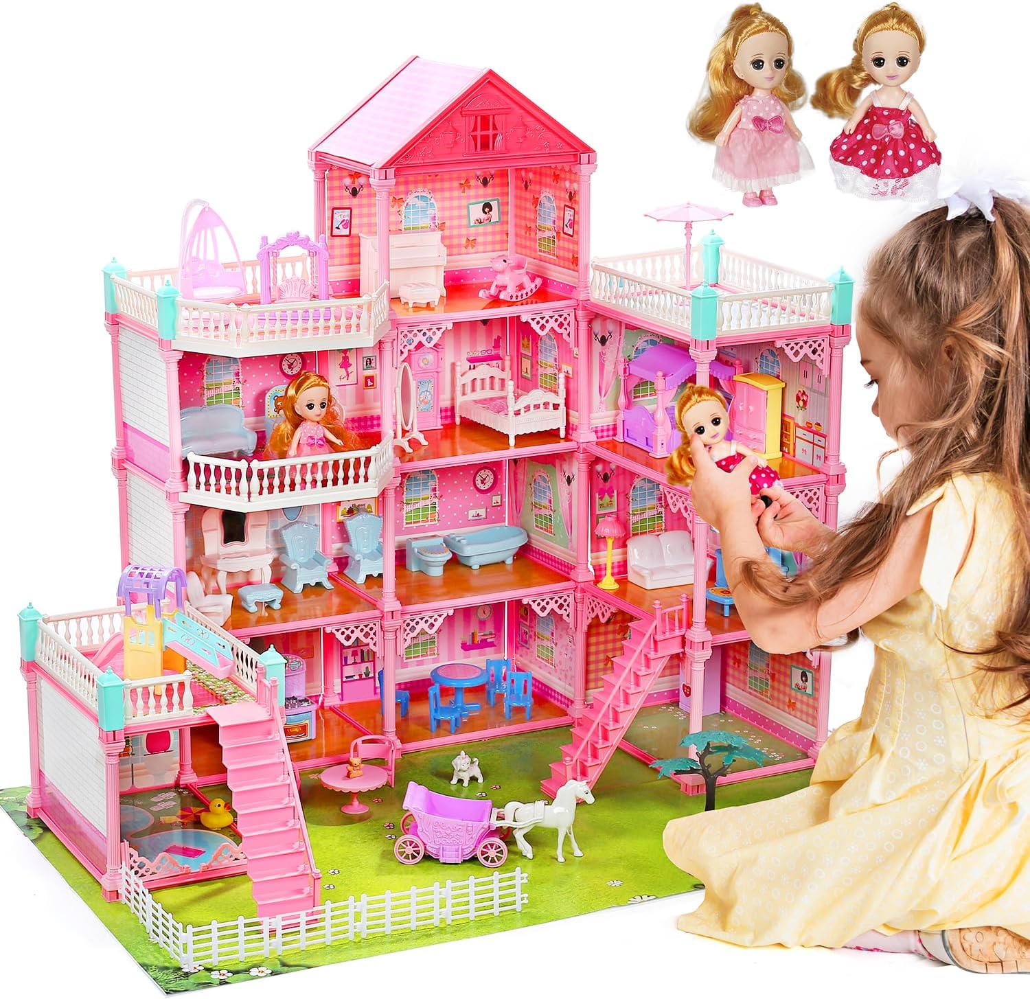 Huge Dollhouse for Girls, 11-Room Doll House Gift for Girls 3-10
