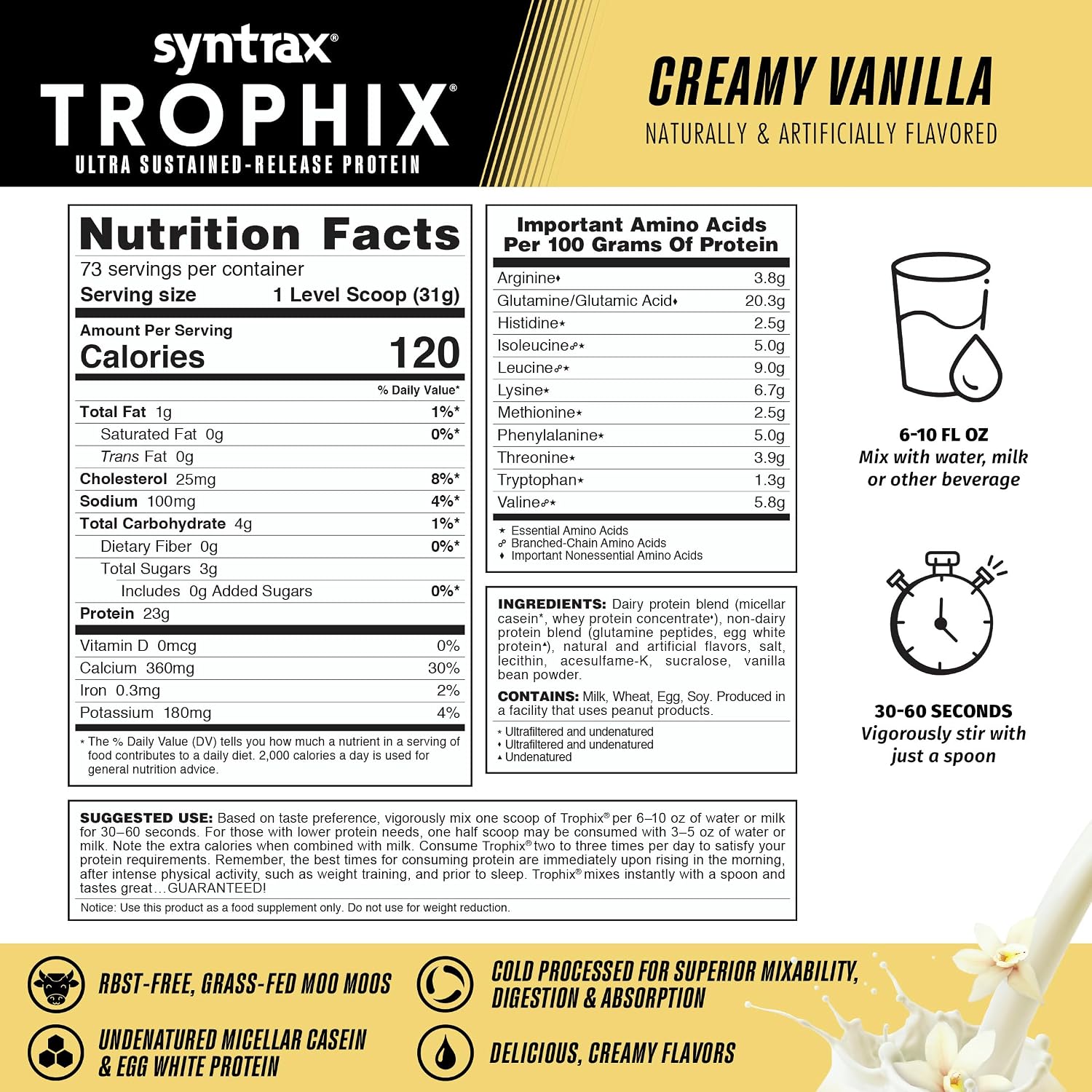 Syntrax Nutrition Trophix, Ultra Sustained-Release Protein Powder Blend, Chocolate Supreme, 5 lbs.