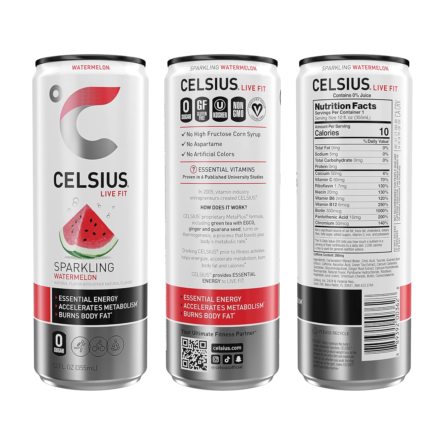 CELSIUS Sparkling Orange, Sugar Free Energy Drink, 12 Fl Oz (Pack of 4)