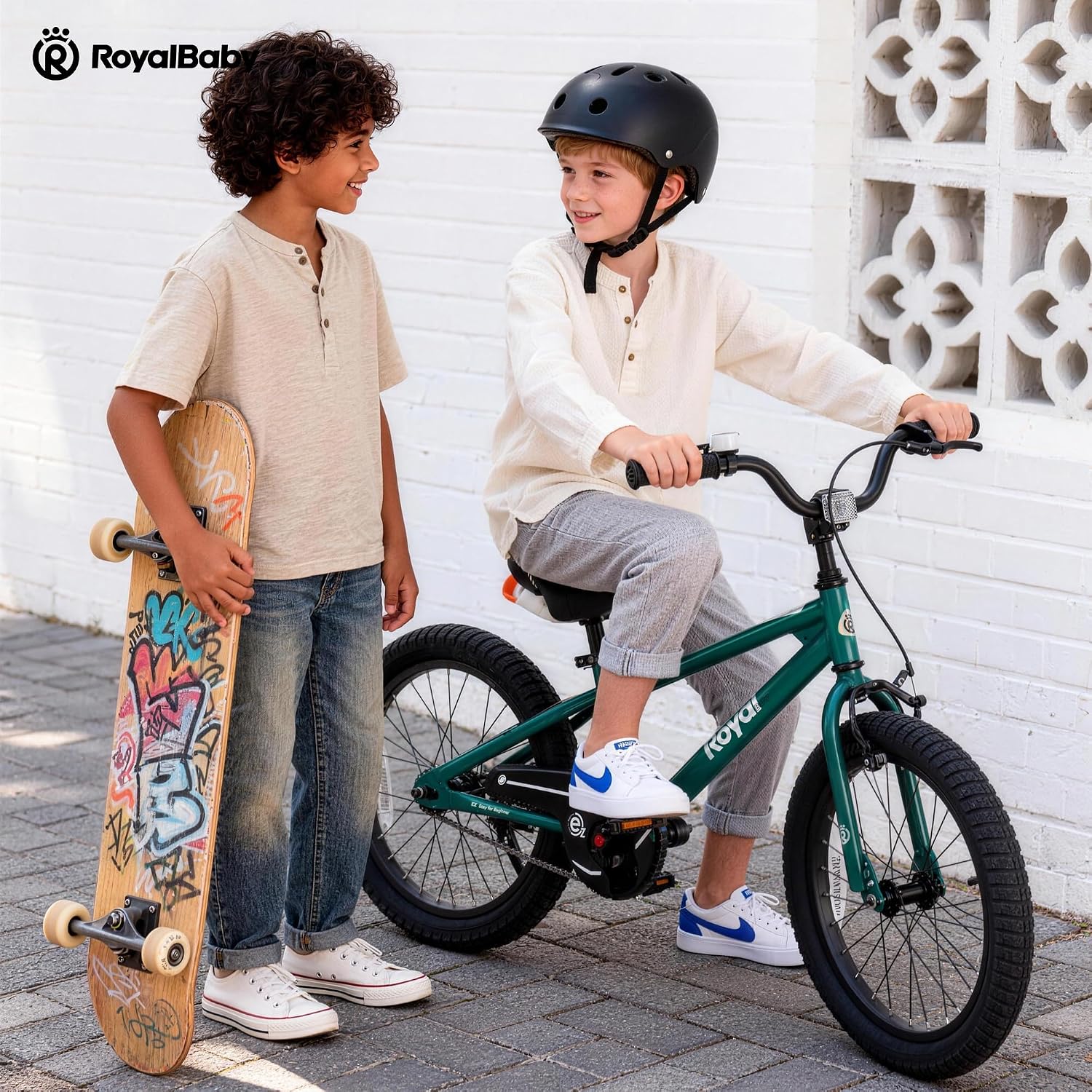 RoyalBaby EZ Kids Bike 12 14 16 18 20 Inch Balance Pedal 2-in-1 Training Bicycle Boys Girls Ages 3 to 12 Years Easy Learn for Beginners