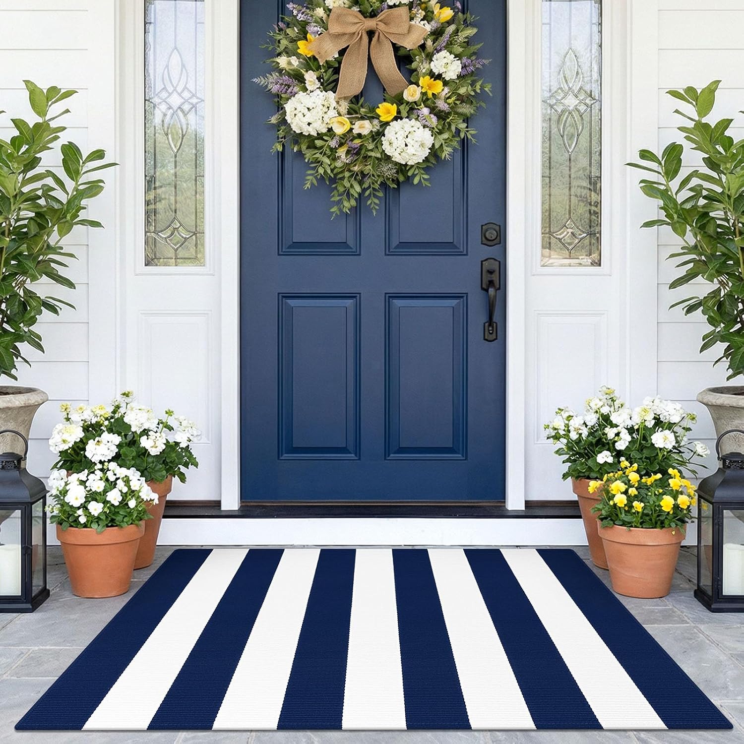 KOZYFLY Black and White Area Rug 3x5 Ft Washable