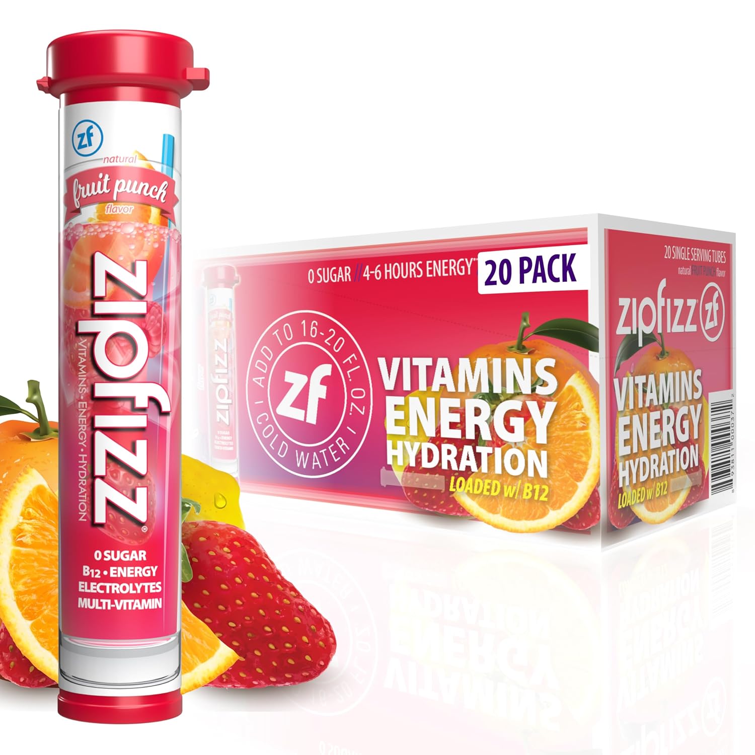 Zipfizz Energy Drink Powder, 20 Pack B12 Electrolyte - Pink Lemonade | Hydration tubes with vitamin drink benefits, 100mg caffeine, B12, electrolytes, & no artificial sugar for active lifestyle