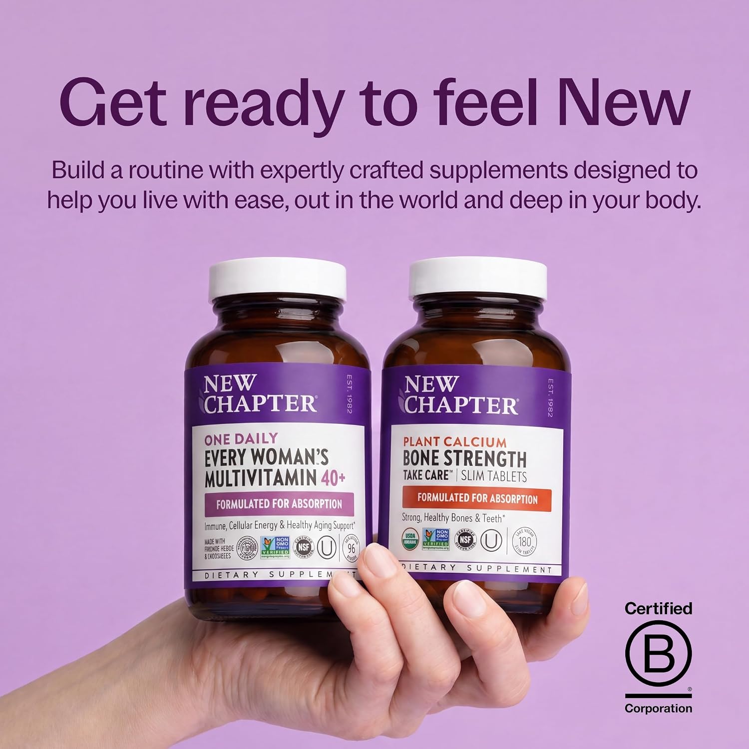New Chapter Bone Strength Take Care - Bone & Heart Health Supplement - Clinically Studied Plant Calcium from Red Marine Algae - Vegan, Organic, Gluten Free & Kosher - 60 Slim Tablets