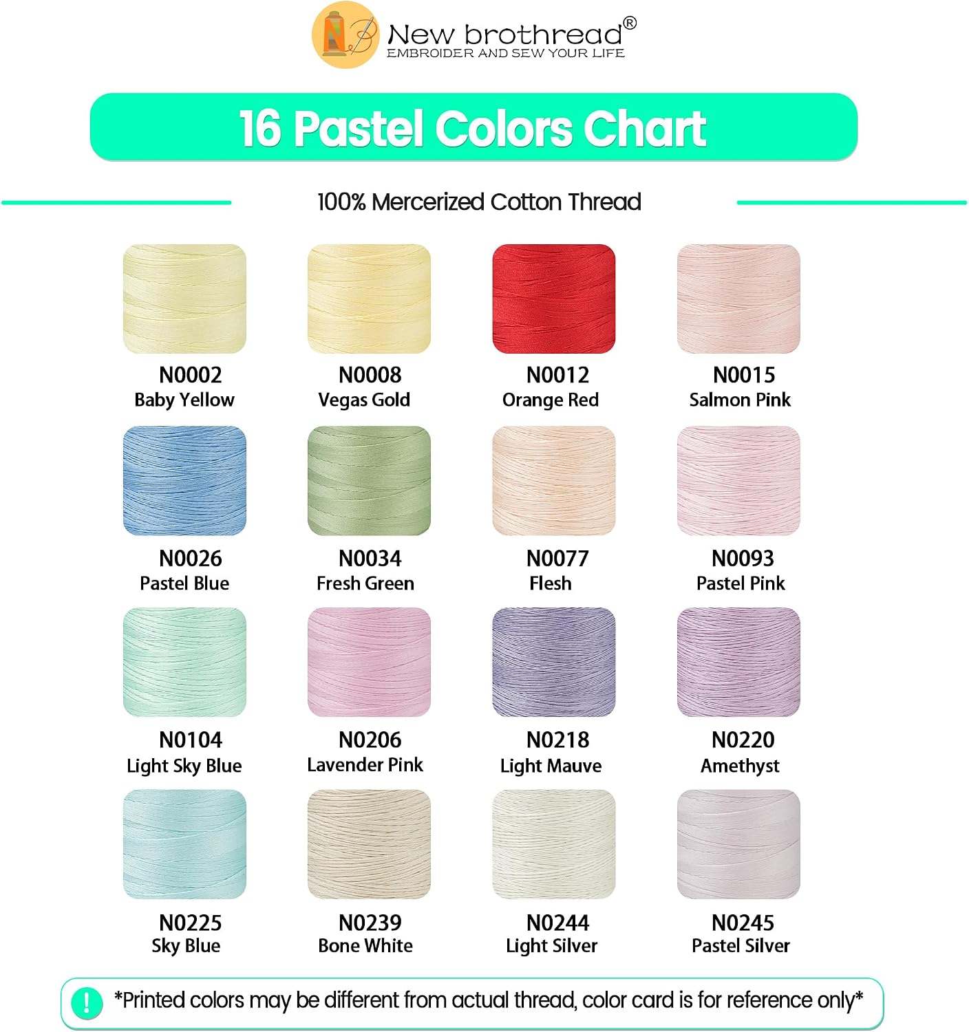 New brothread Multi-Purpose 100% Mercerized Cotton Threads -5 White+5 Black