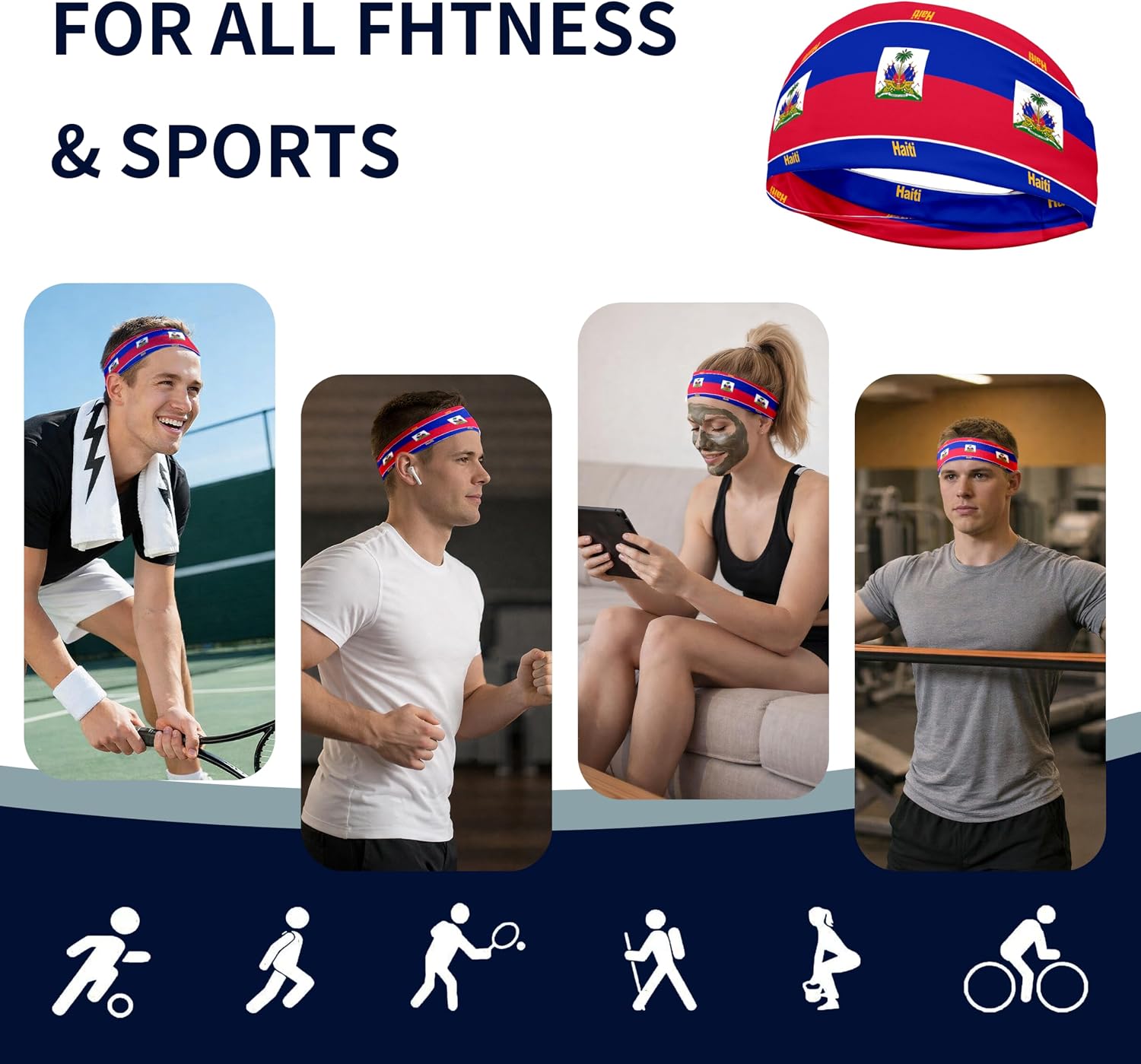 Sports Headband for Women Men,Flag Pattern Workout Head Band,Sweat Bands,Women Running Cycling Yoga Fitness,WorkoutSports Gift