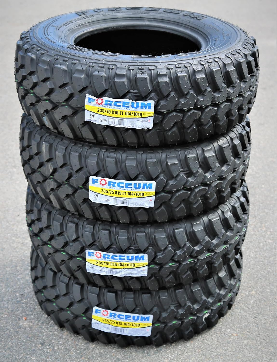 Forceum M/T 08 Mud Off-Road Light Truck Radial Tire-LT235/75R15 235/75/15 235/75-15 104/101Q Load Range C LRC 6-Ply BSW Black Side Wall | Light