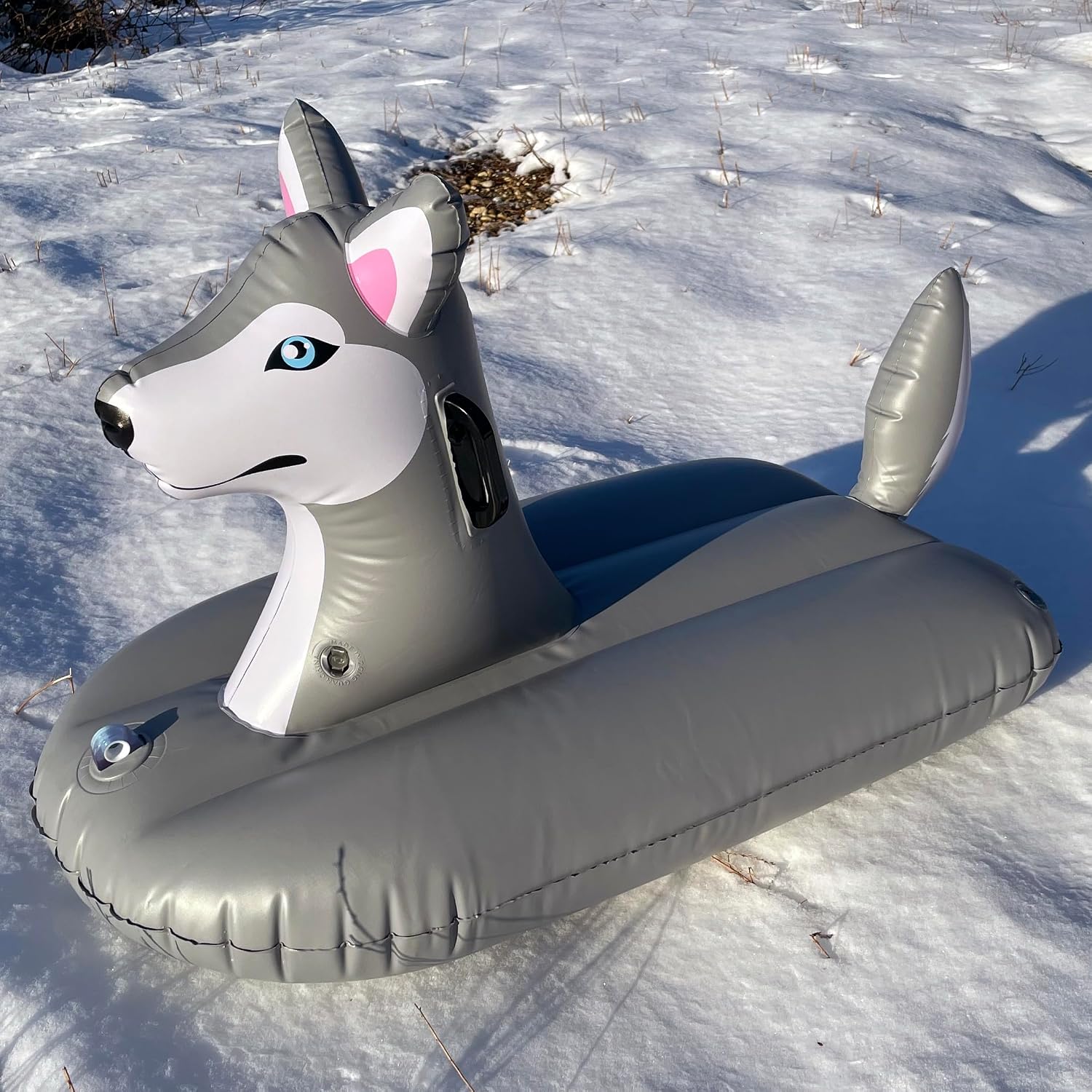 Jet Creations Husky Inflatable Snow Grass Sled Pool Float for Kids and Adults, 38 inch Long 2 Handles