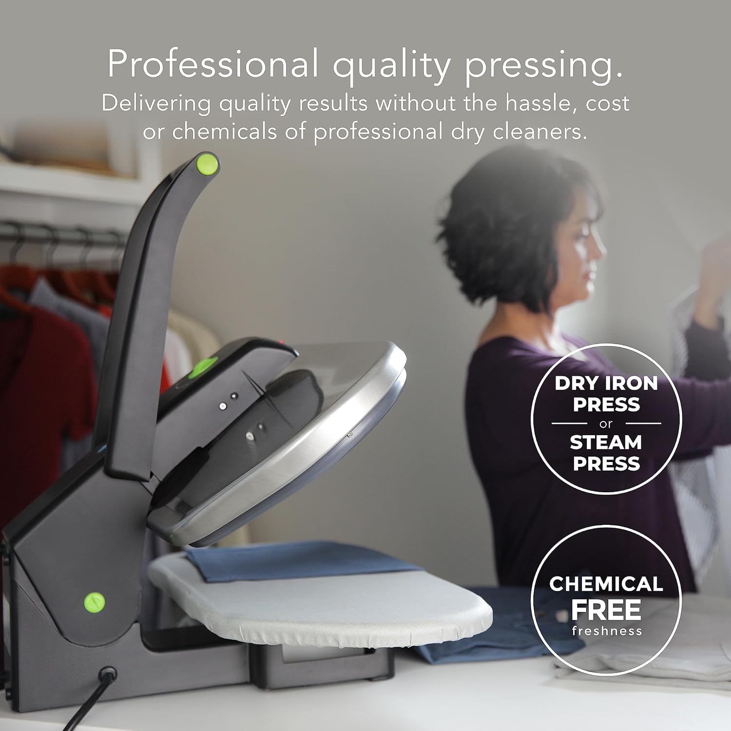 Steamfast SF-680 Digital Steam Press with Multiple Fabric Settings and Steam Burst Function, Stainless/Black | Digital Steam Press, 5 Fabric Settings