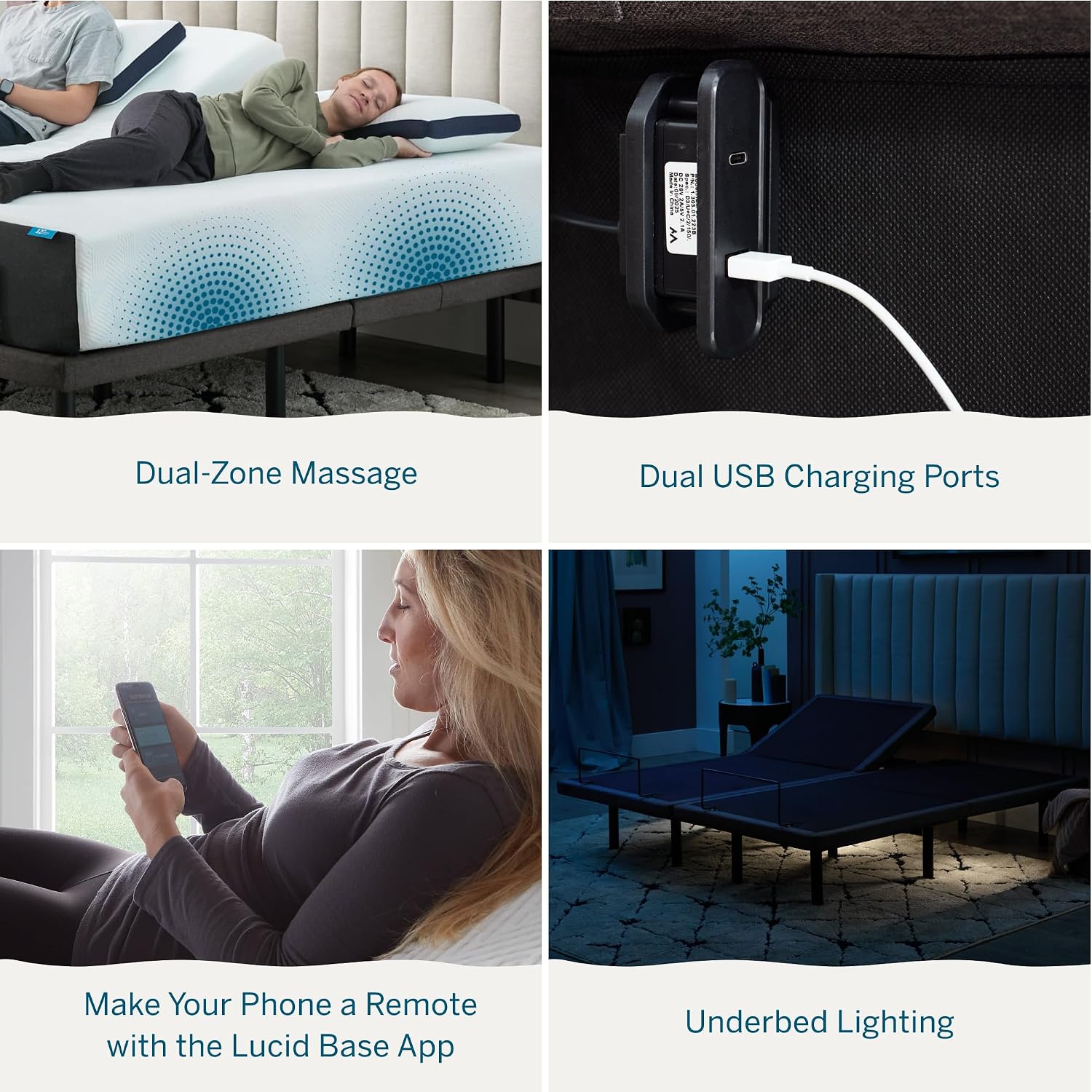 Lucid® L300 Adjustable Bed Frame – USB – Memory Position – Remote, Twin XL