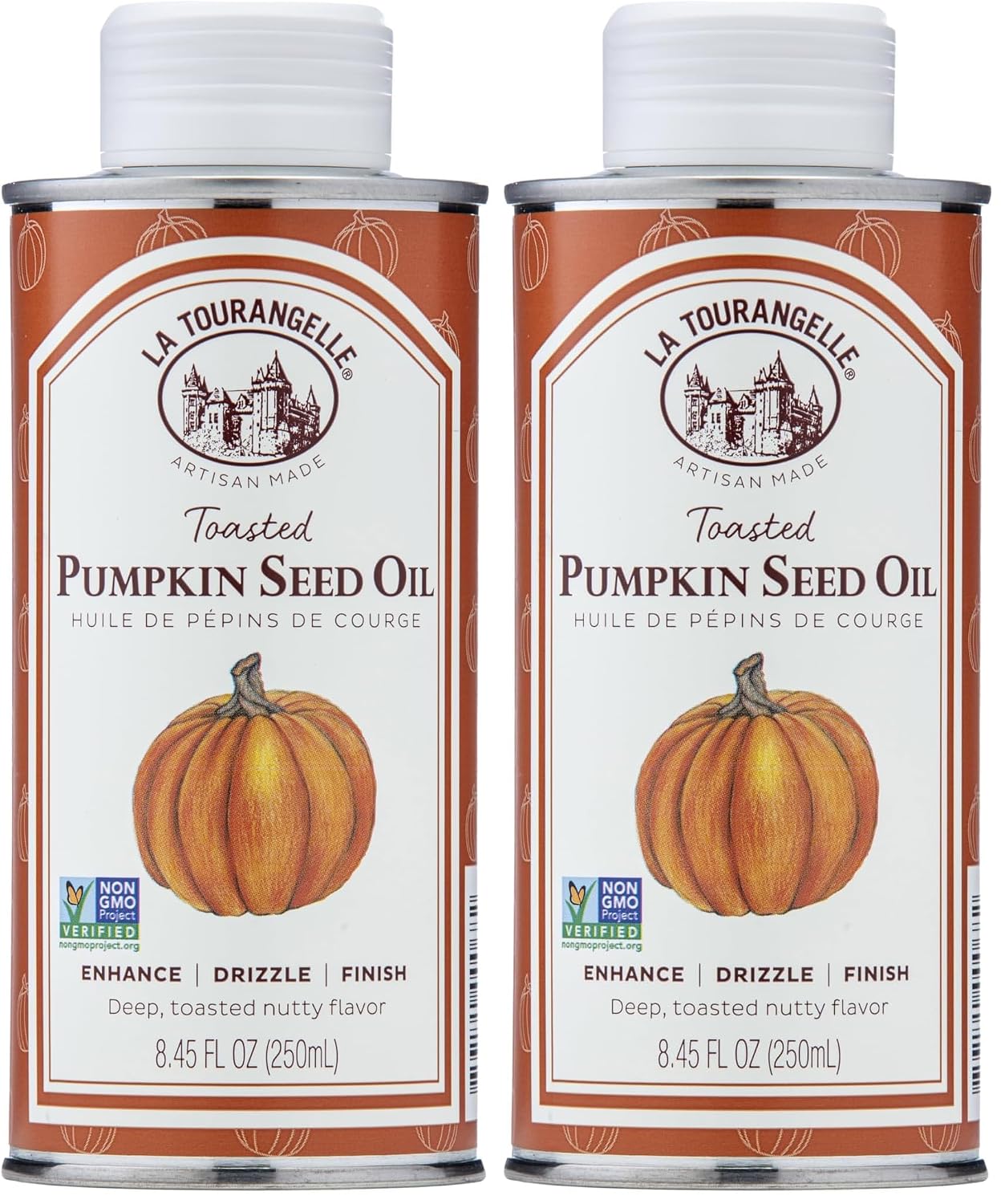 La Tourangelle Toasted Pumpkin Seed Oil, for Cooking, Dressings, 8.45 fl oz | Made Using Traditional Styrian Techniques, Great for Pastas and Spreads, Health and Beauty Oil, Gluten Free, Non-GMO
