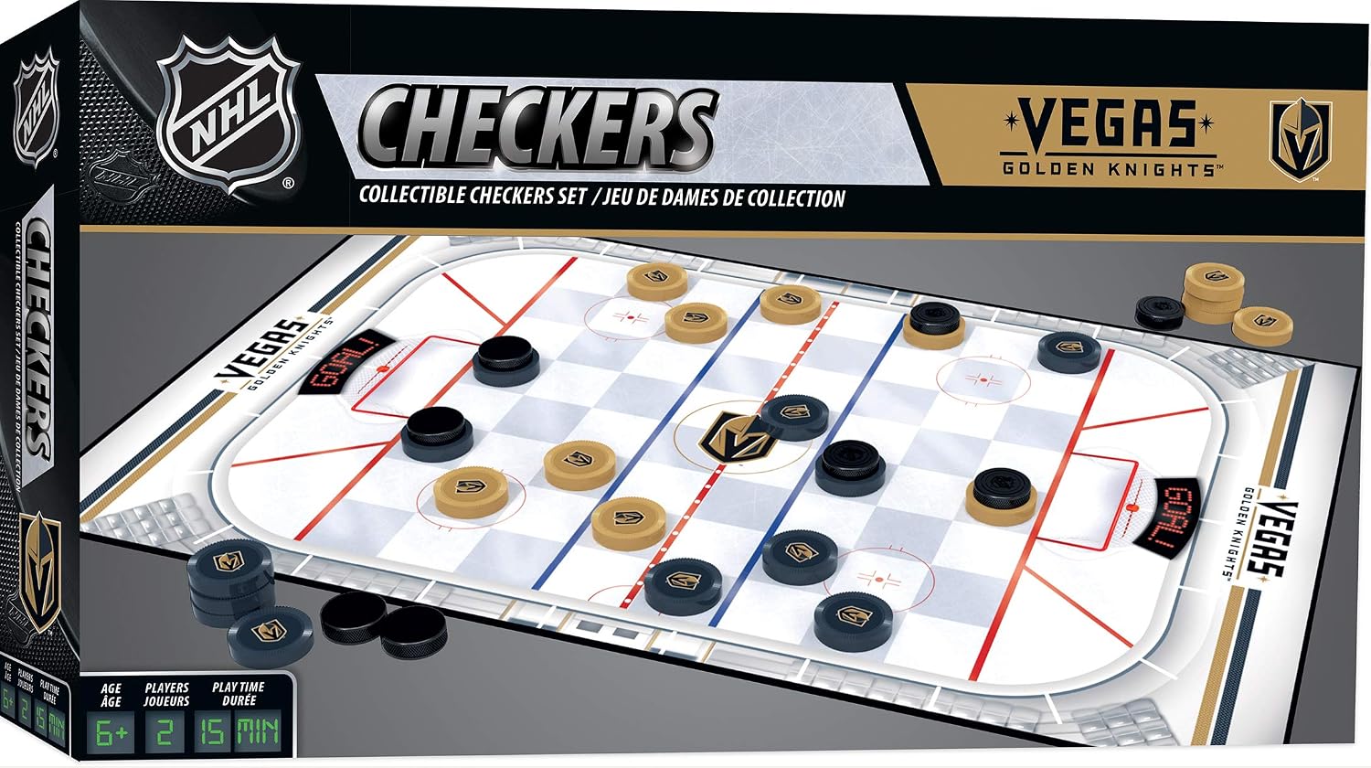 MasterPieces Officially licensed NHL League-NHL Checkers Board Game for Families and Kids ages 6 and Up