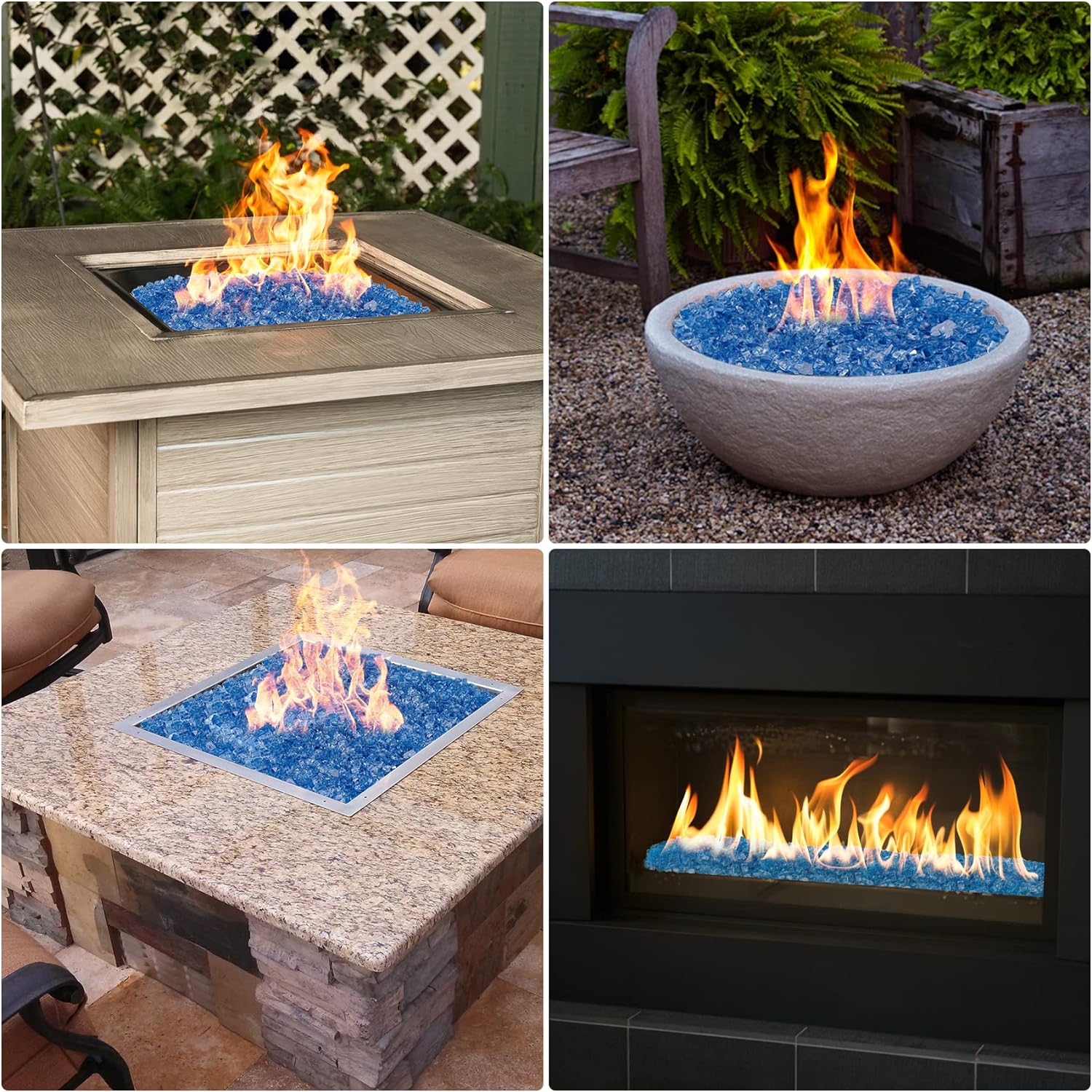 Onlyfire 10 lbs Fire Glass Rocks for Gas Propane Fire Pit and Fireplace
