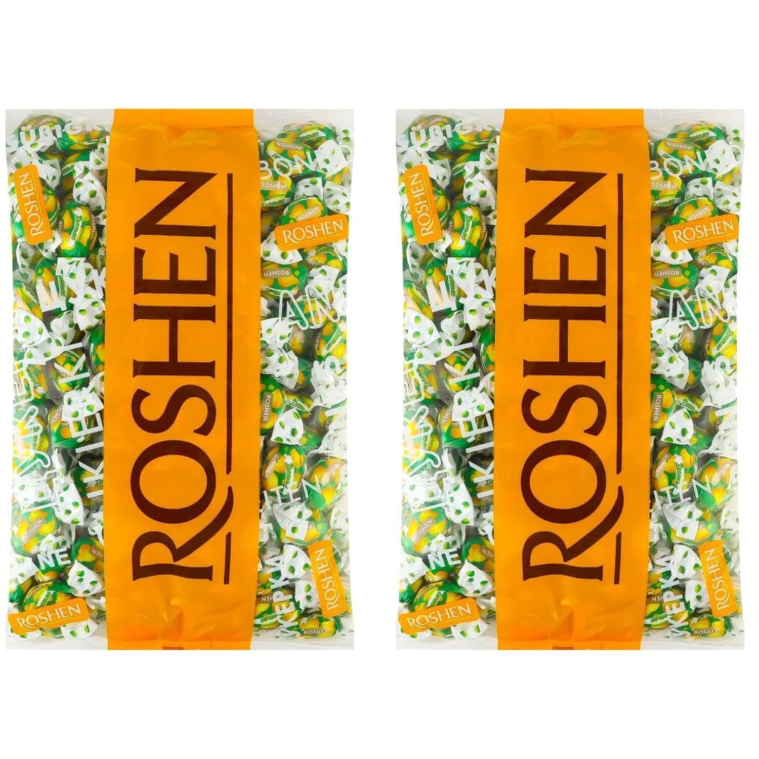 Roshen Citrus Mix Hard Candy – Assorted Fruit Flavors, Individually Wrapped, Bulk 2.2 lbs (1 kg) – Approx. 144 Pieces – Orange
