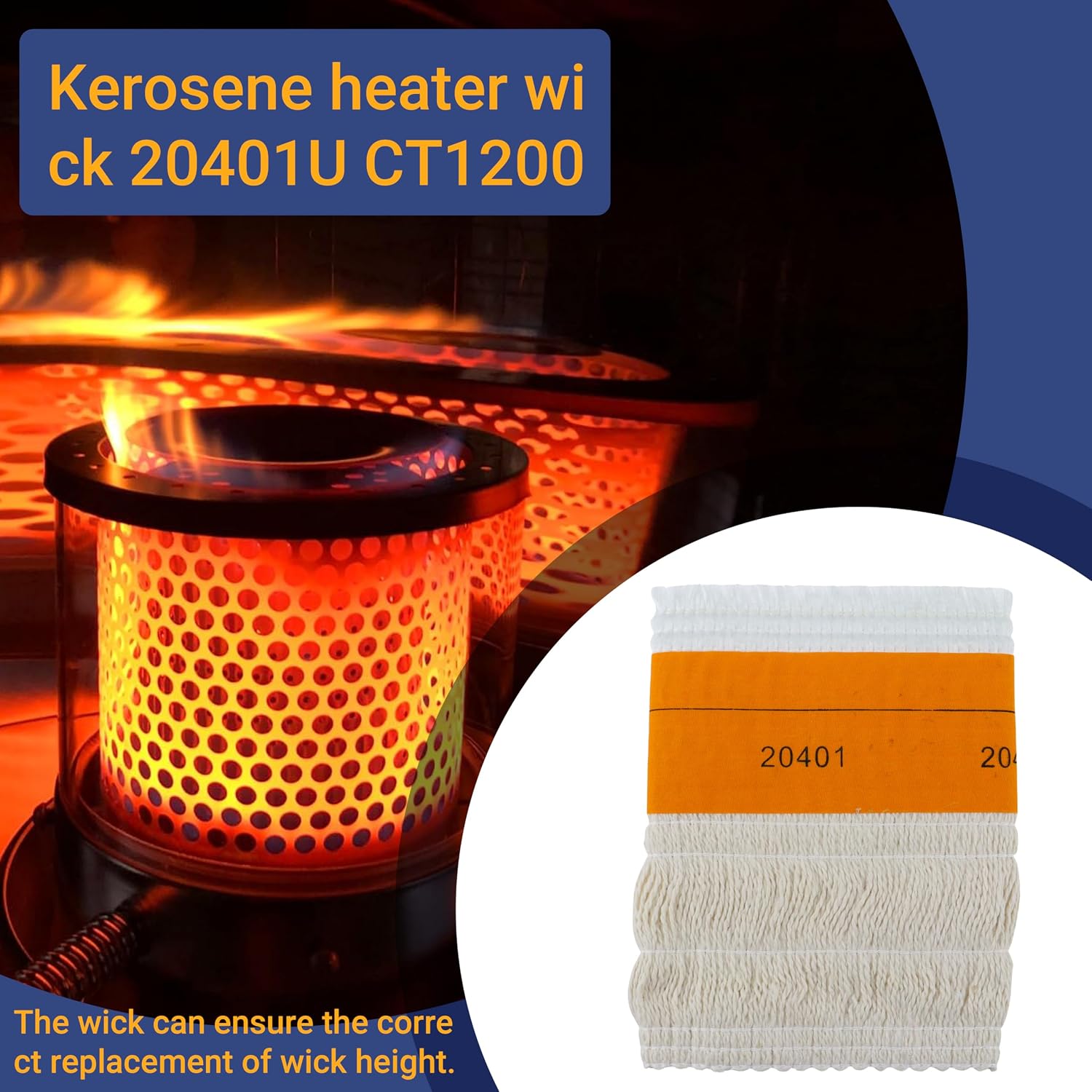 KUROKU Heater Oil KEROSENE Lamp Wick 20401U CT1200 5.7''wide x 7"long compatible with Duraheat Dyna Glo RMC55-R7 RMC55-R7B Envirotemp Heatmate
