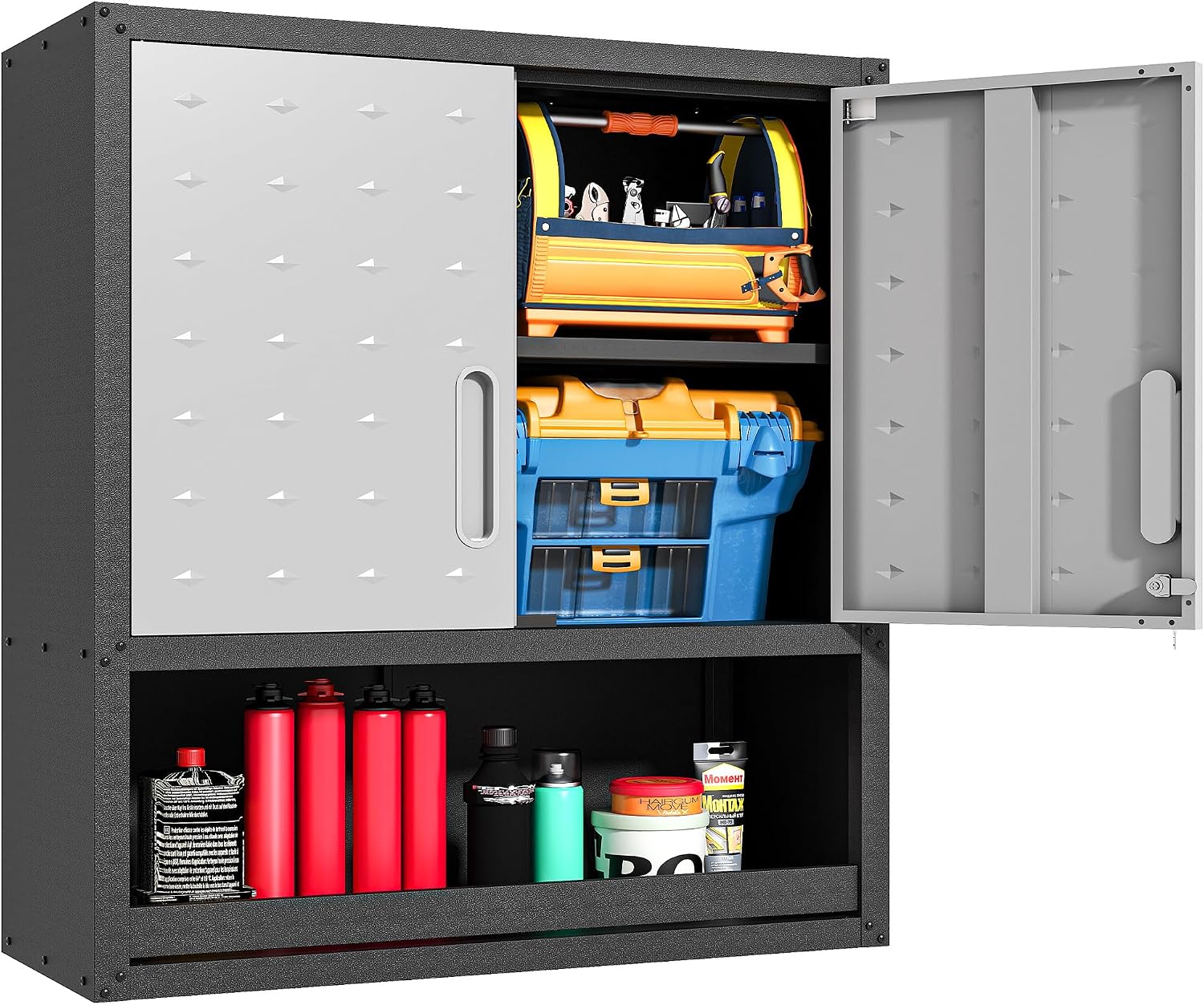 Metal Storage Cabinet for Garage, Tool Cabinet, Utility Cabinet | Wheeled, Rolling Tool Cabinet, 6 Drawers, Top Countertop, Pegboard, Assembly Required, Black