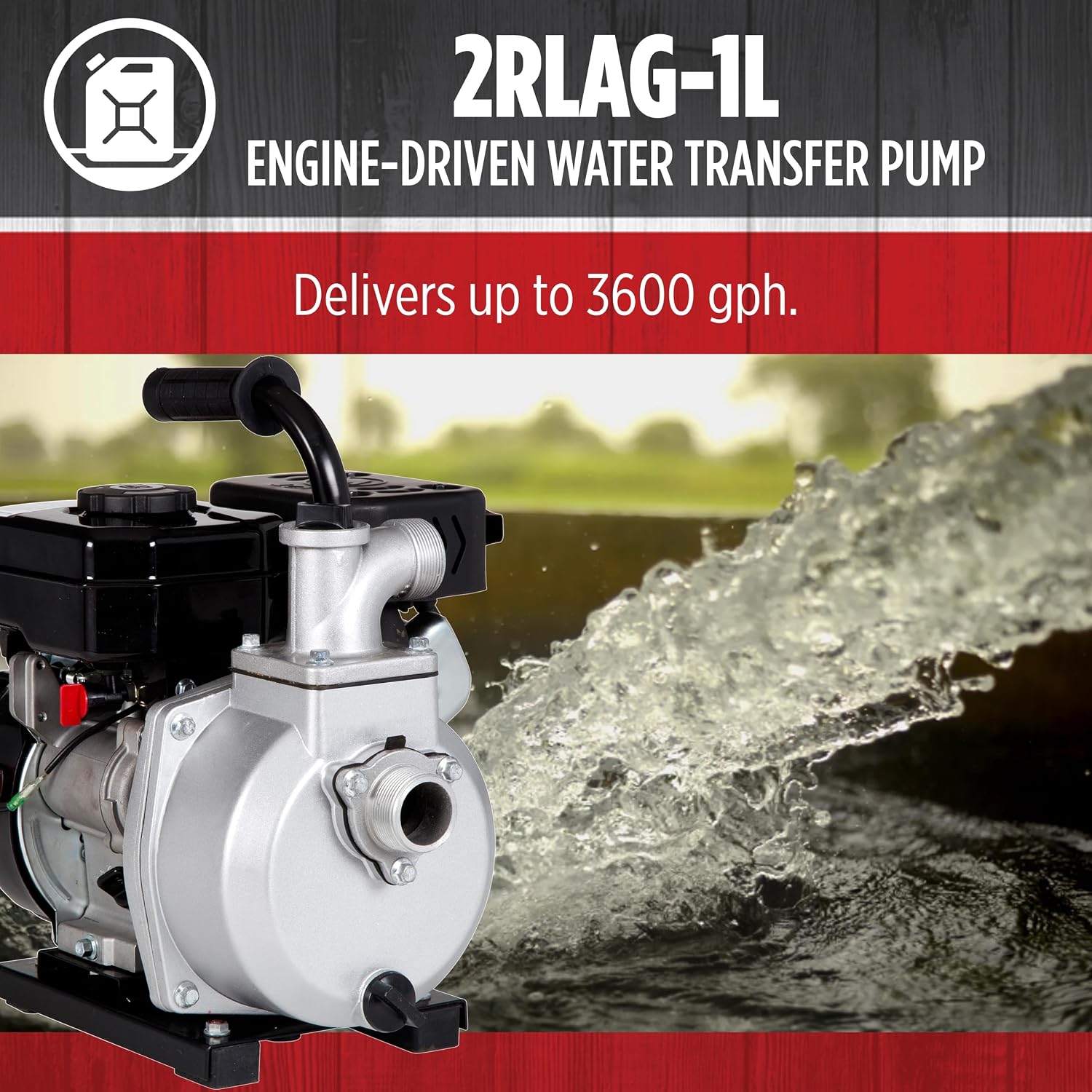 Red Lion 2RLAG-1L 60 GPM Gas Powered Water Transfer Pump, 79' Max. Head