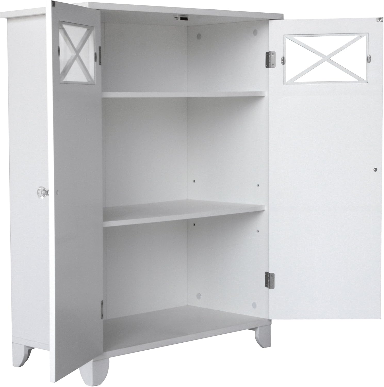 Teamson Home Florence 26 in. x 32 in. 2-Door Freestanding Wooden Floor Cabinet with Adjustable Shelves for Storage Solutions in Bathrooms, Kitchens, Laundry Rooms, Home Offices, White | Freestanding Wooden, Adjustable Shelves, For Bathrooms, Kitchens, La…