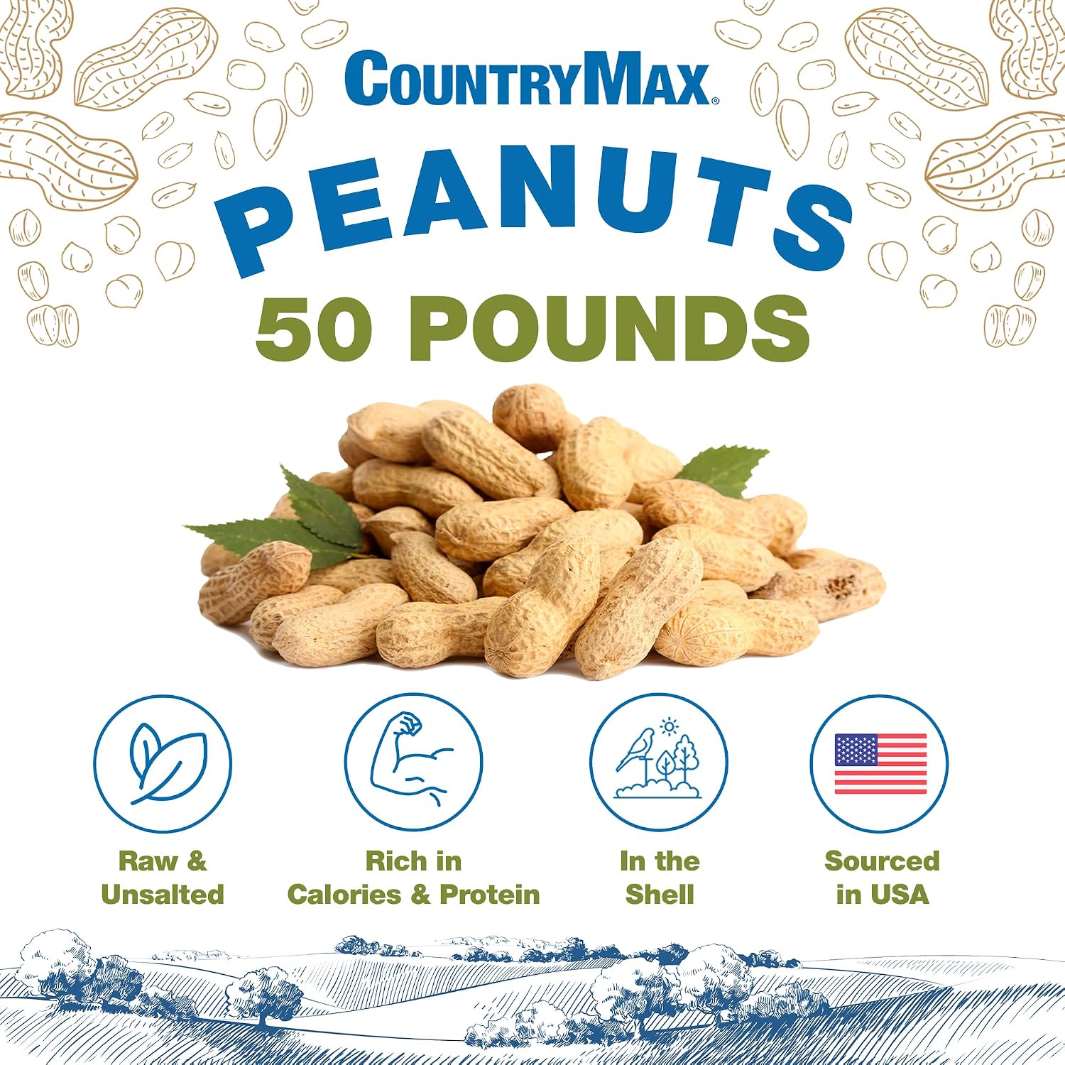 CountryMax Backyard Seeds Shelled Whole Peanuts for Woodpeckers, Birds, Squirrels & Wildlife – Premium Wild Animal Food, 10 lbs Bag