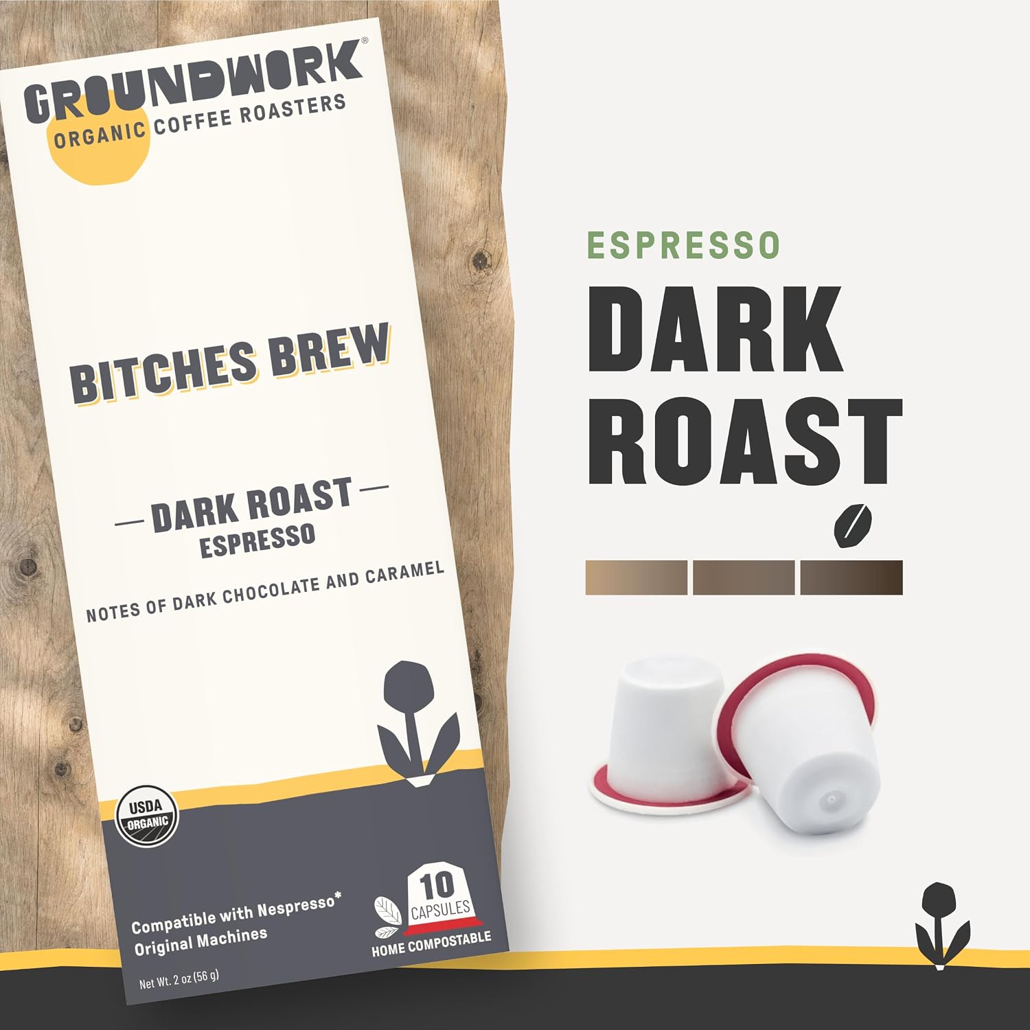 GROUNDWORK B*tches Brew Whole Bean Coffee Dark Roast Blend - USDA Organic Signature Blend Coffee Beans - 12oz Bag (Pack of 1)