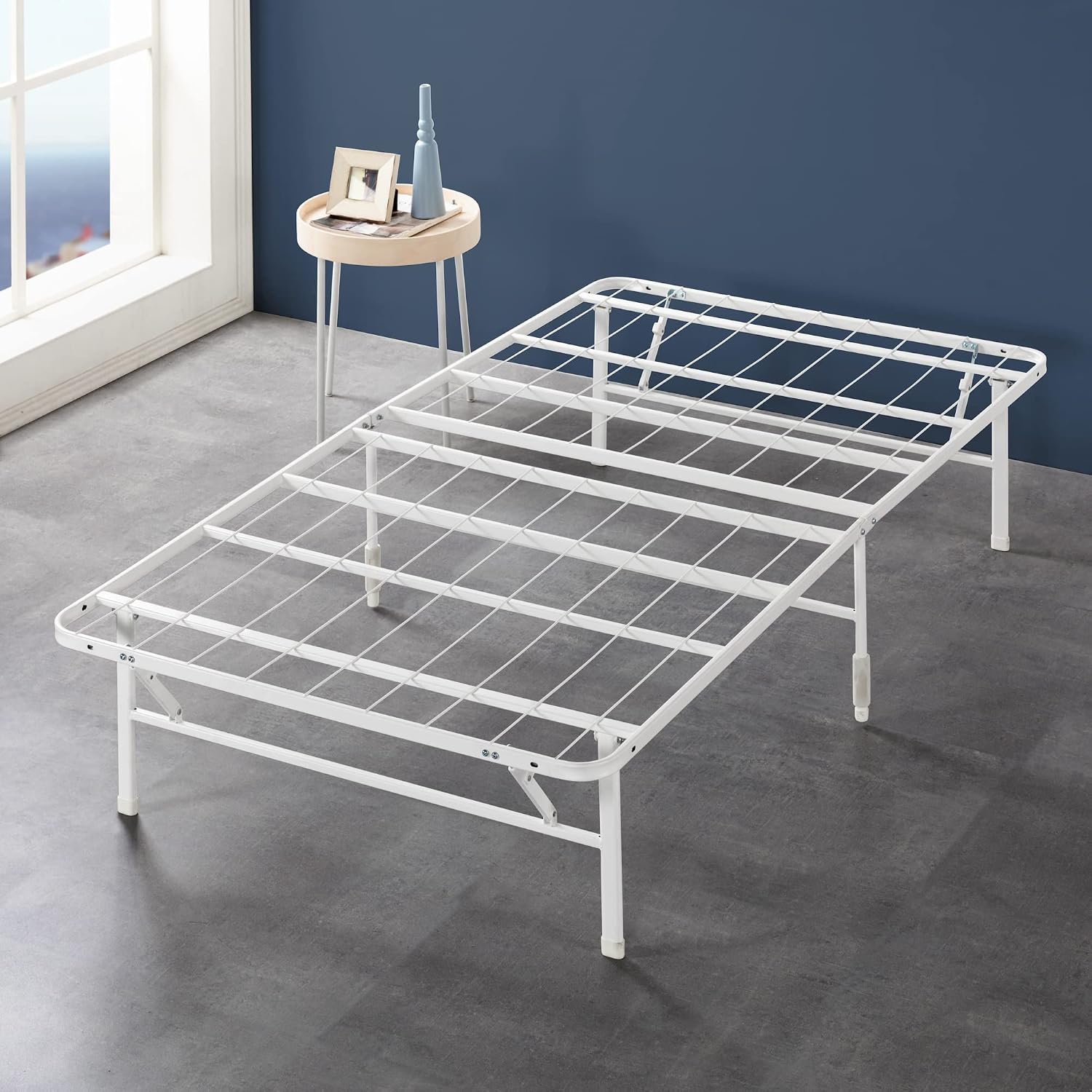 Zinus SmartBase Tool-Free Assembly Mattress Foundation, 14 Inch Metal Platform Bed Frame, No Box Spring Needed, Sturdy Steel Frame, Underbed Storage, Black, Queen